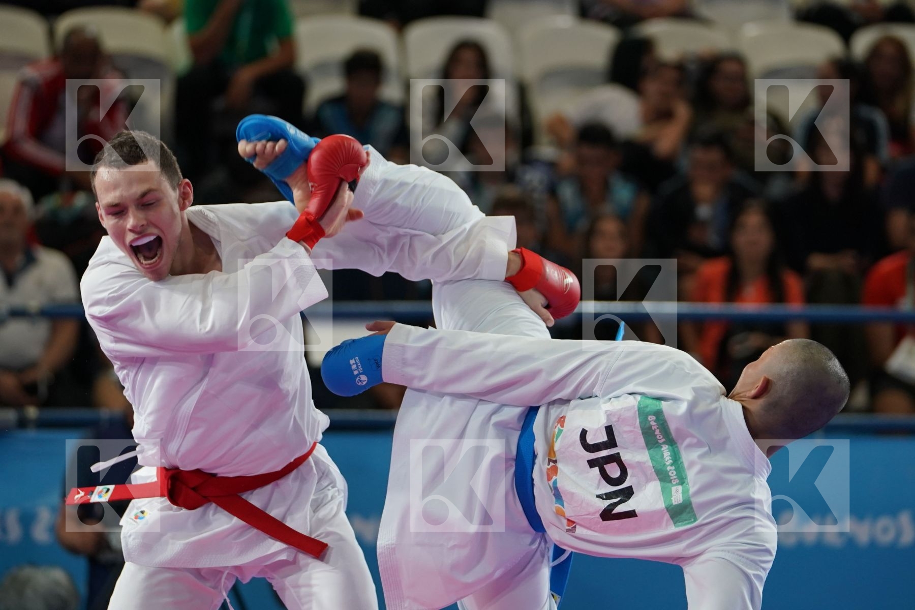SEAN MC CARTHY CREAN (IRELAND) vs KEISEI SAKIYAMA (JAPAN) in Senior Kumite 68+ Kg - Qualification