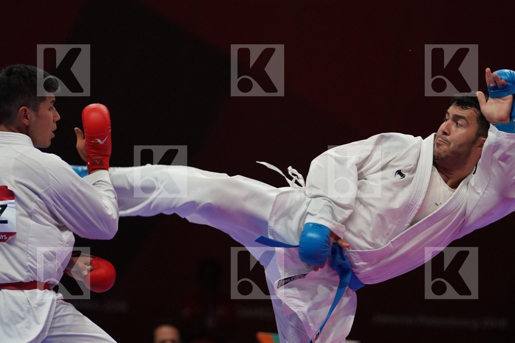 THODNY PHONGSAMPHAN (LAO PEOPLE`S DEMOCRATIC REPUBLIC) vs SAJAD GANJZADEH (ISLAMIC REPUBLIC OF IRAN) in Senior Kumite 84+ Kg - Qualification