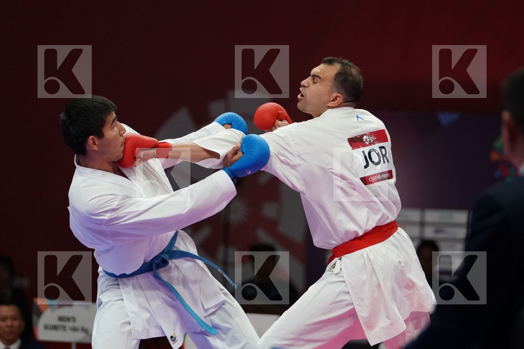MUTASEMBELLAH KHAIR (JORDAN) vs DANIYAR YULDASHEV (KAZAKHSTAN) in Senior Kumite 84+ Kg - Bronze bout