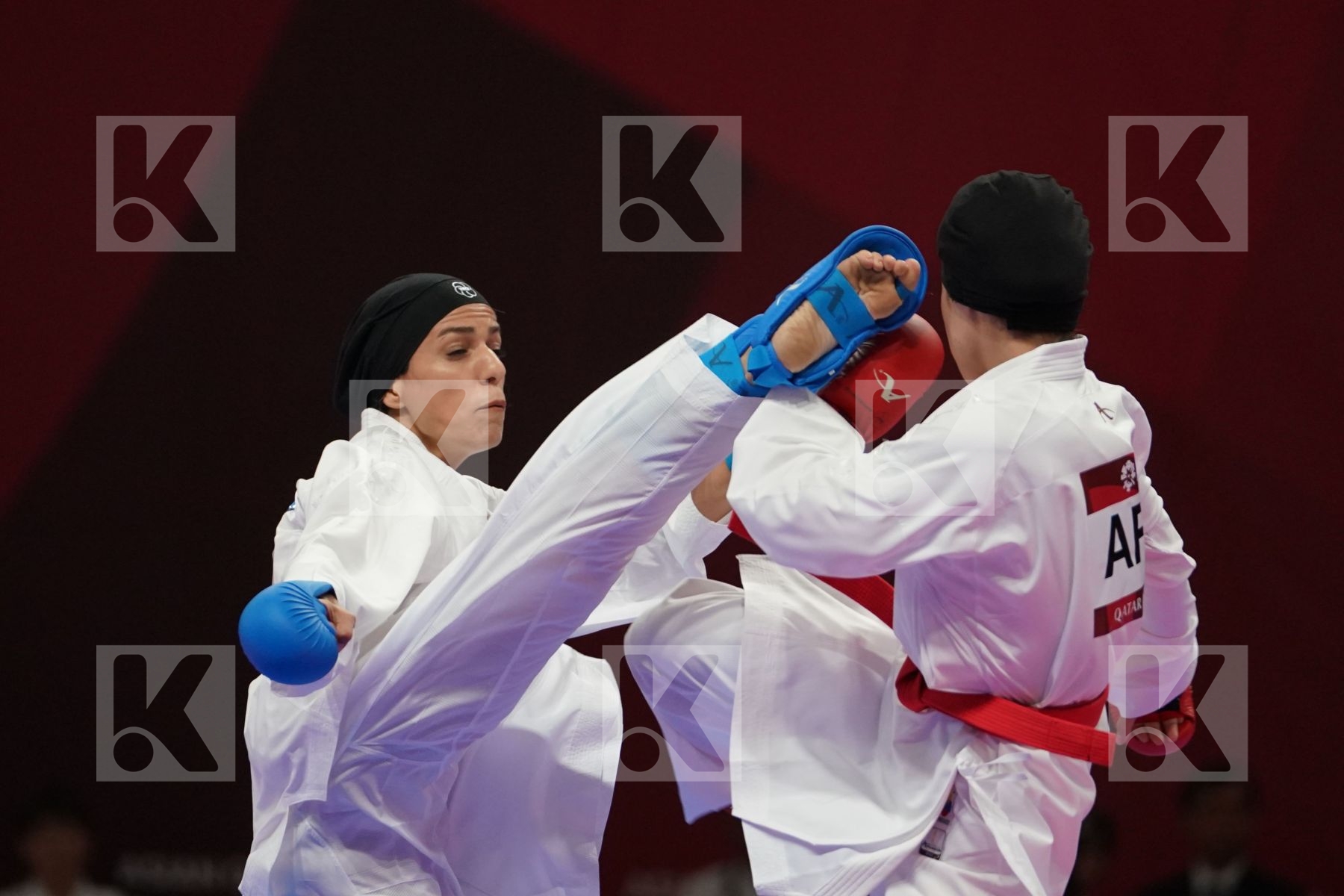 LATIFA HAIDARE (AFGHANISTAN) vs TARAVAT KHAKSAR (ISLAMIC REPUBLIC OF IRAN) in Senior Kumite -55 Kg - Qualification