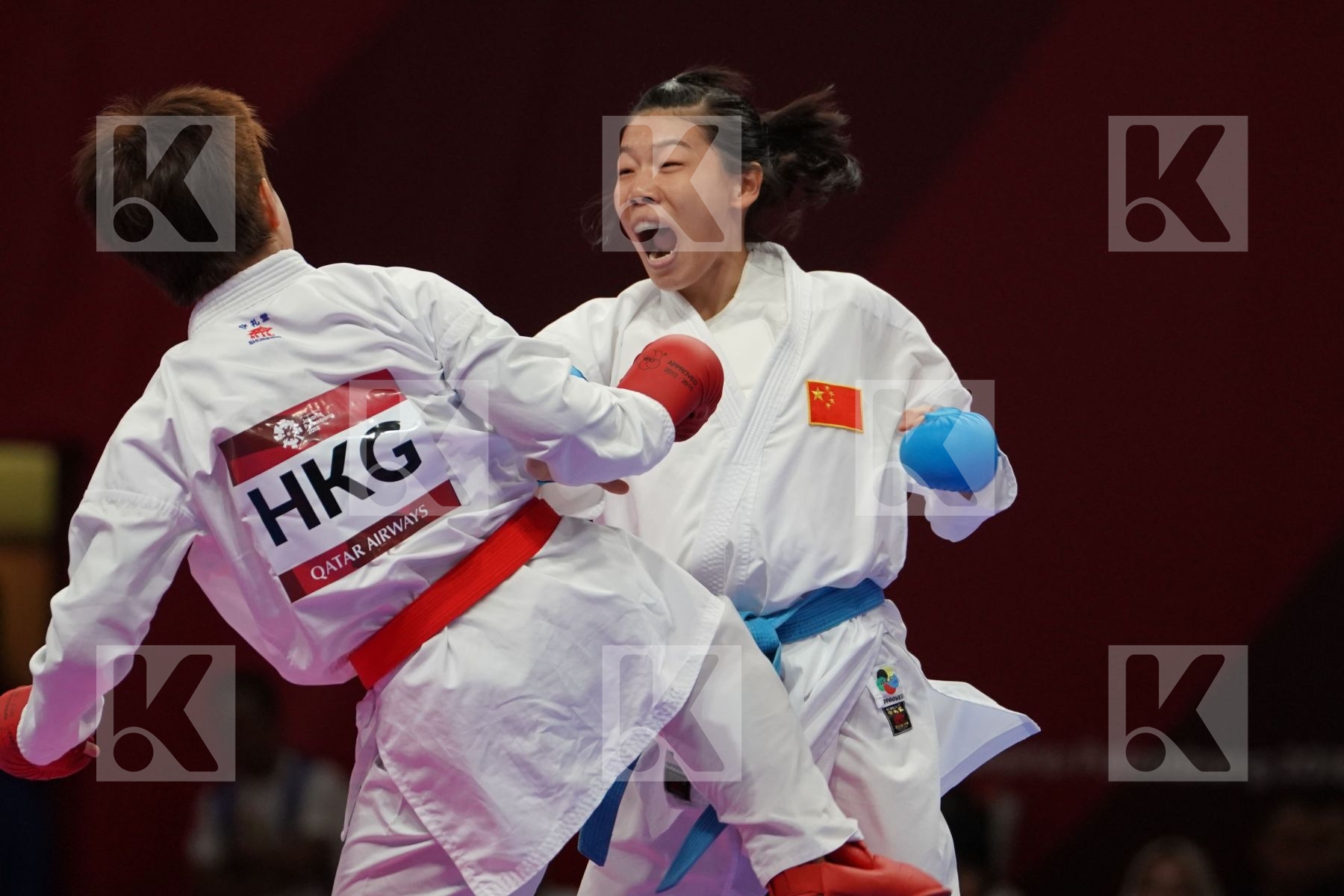 MAN SUM MA (HONG KONG) vs JIAMEI DING (CHINA) in Senior Kumite -55 Kg - Qualification