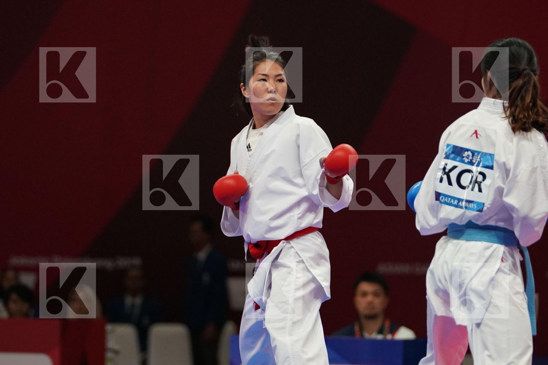 AIGERIM PRIEVA (KYRGYZSTAN) vs TAEEUN AHN (REPUBLIC OF KOREA) in Senior Kumite -55 Kg - Qualification