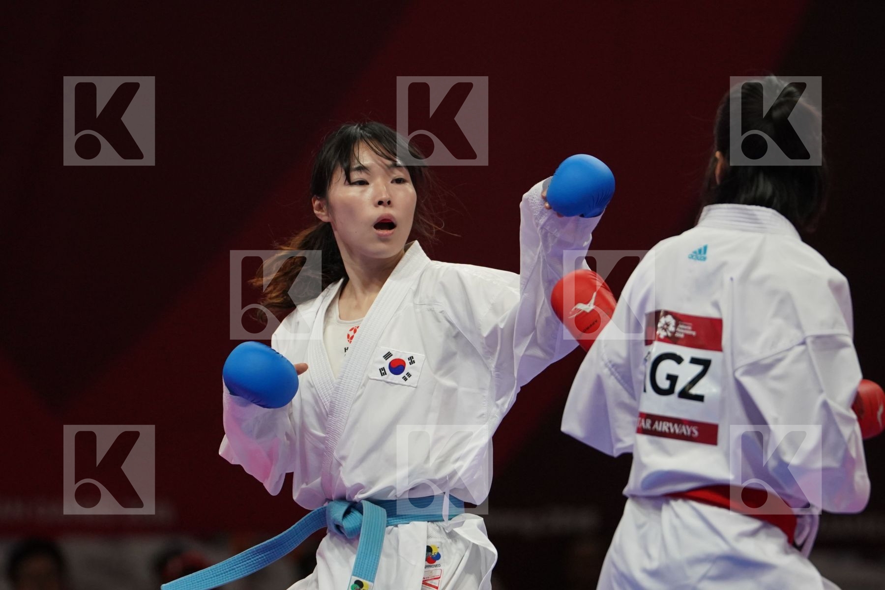 AIGERIM PRIEVA (KYRGYZSTAN) vs TAEEUN AHN (REPUBLIC OF KOREA) in Senior Kumite -55 Kg - Qualification