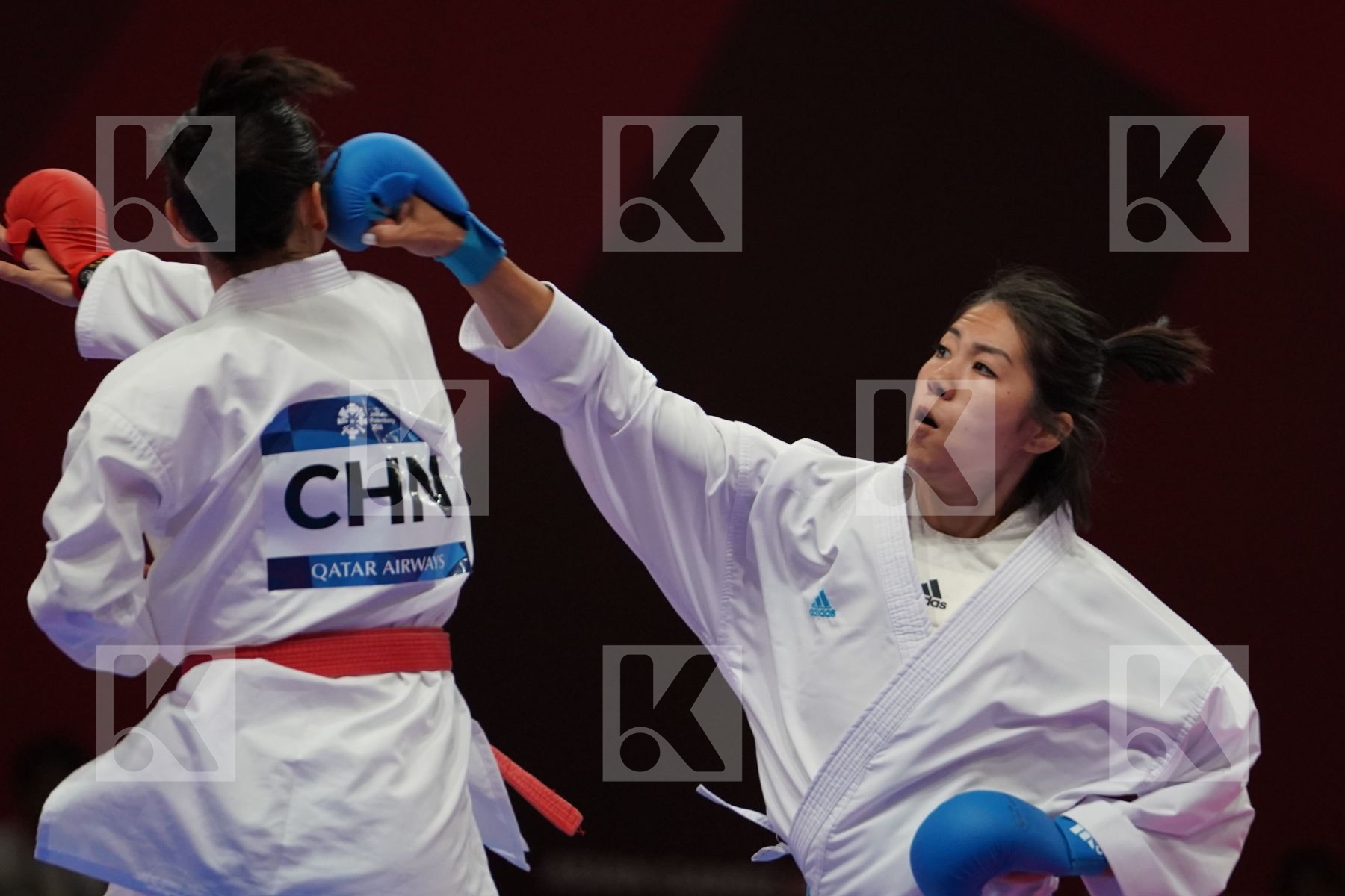 JIAMEI DING (CHINA) vs AIGERIM PRIEVA (KYRGYZSTAN) in Senior Kumite -55 Kg - Qualification