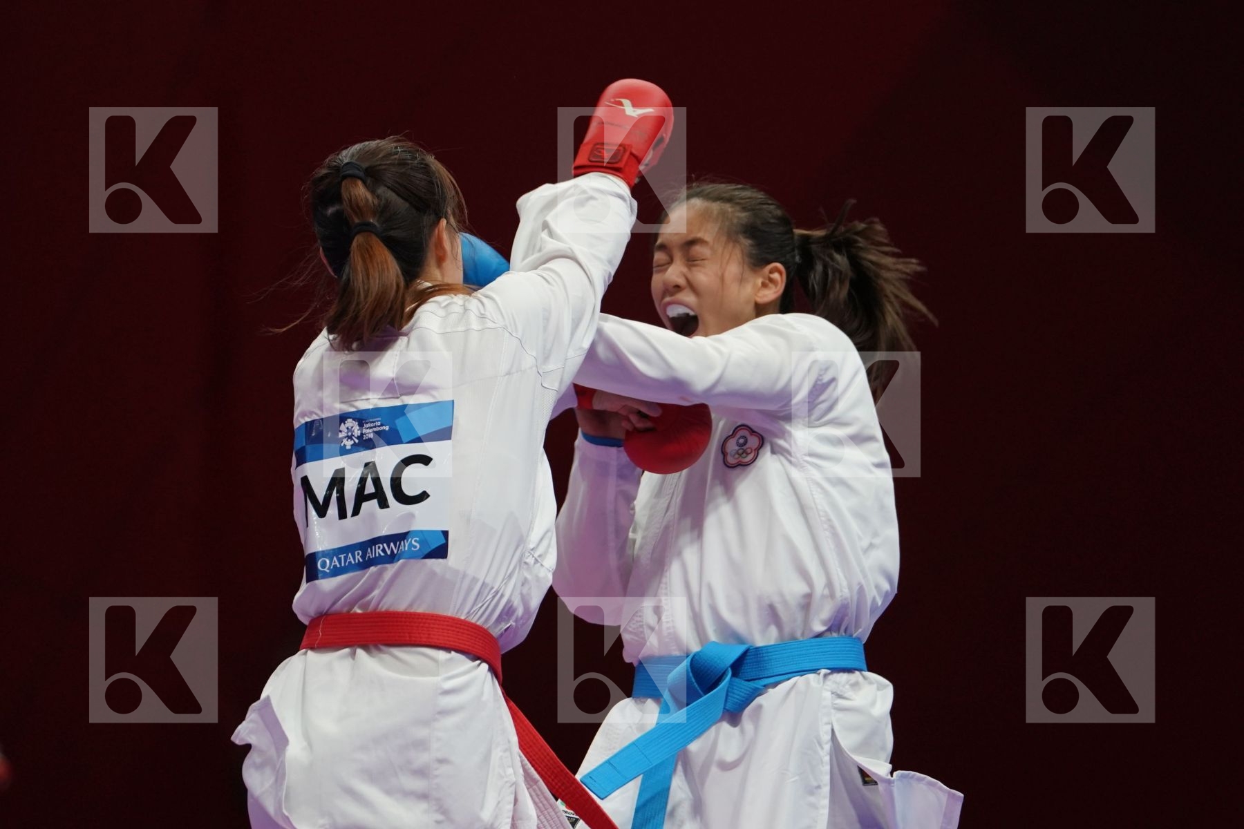 SOK I WONG (MACAO) vs TZUYUN WEN (CHINESE TAIPEI) in Senior Kumite -55 Kg - Qualification