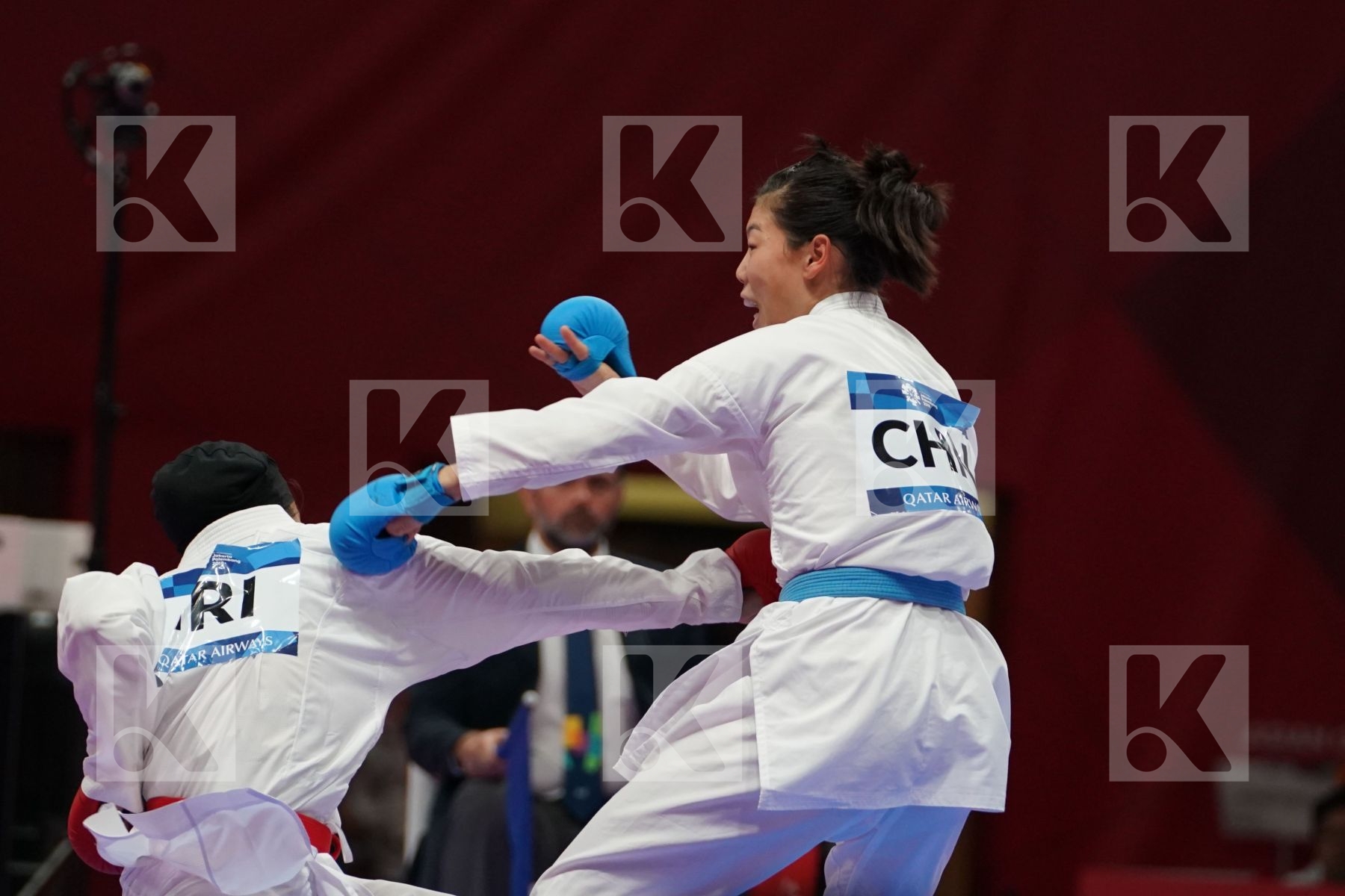JIAMEI DING (CHINA) vs TARAVAT KHAKSAR (ISLAMIC REPUBLIC OF IRAN) in Senior Kumite -55 Kg - Qualification