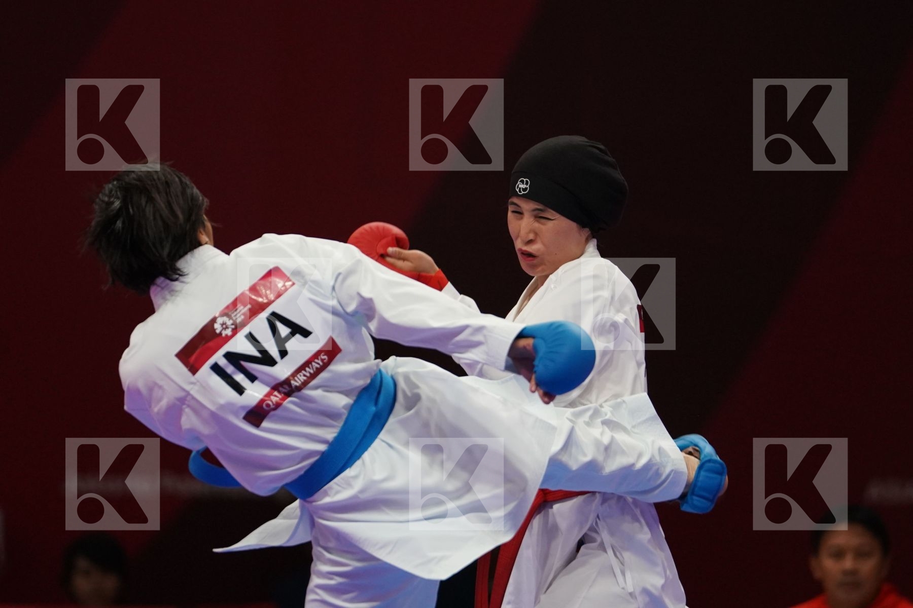 LATIFA HAIDARE (AFGHANISTAN) vs COKORDA ISTRI AGUNG SANISTYARANI (INDONESIA) in Senior Kumite -55 Kg - Qualification