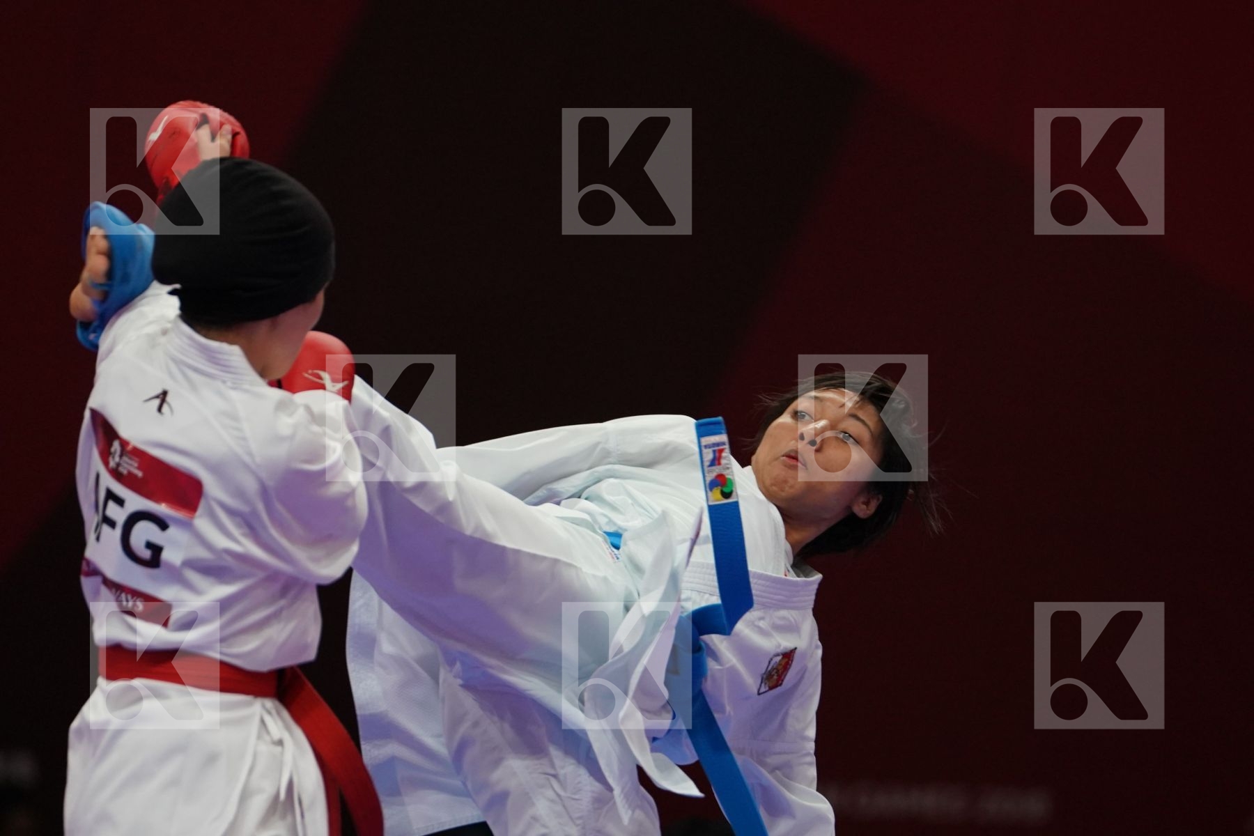LATIFA HAIDARE (AFGHANISTAN) vs COKORDA ISTRI AGUNG SANISTYARANI (INDONESIA) in Senior Kumite -55 Kg - Qualification