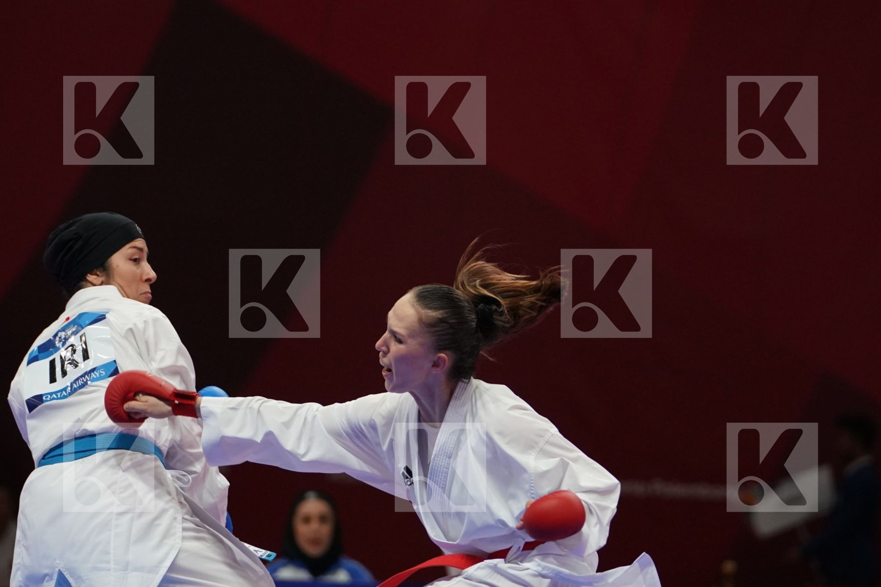 GUZALIYA GAFUROVA (KAZAKHSTAN) vs PEGAH ZANGENEHKARKOOTI (ISLAMIC REPUBLIC OF IRAN) in Senior Kumite Ð 68 Kg - Qualification