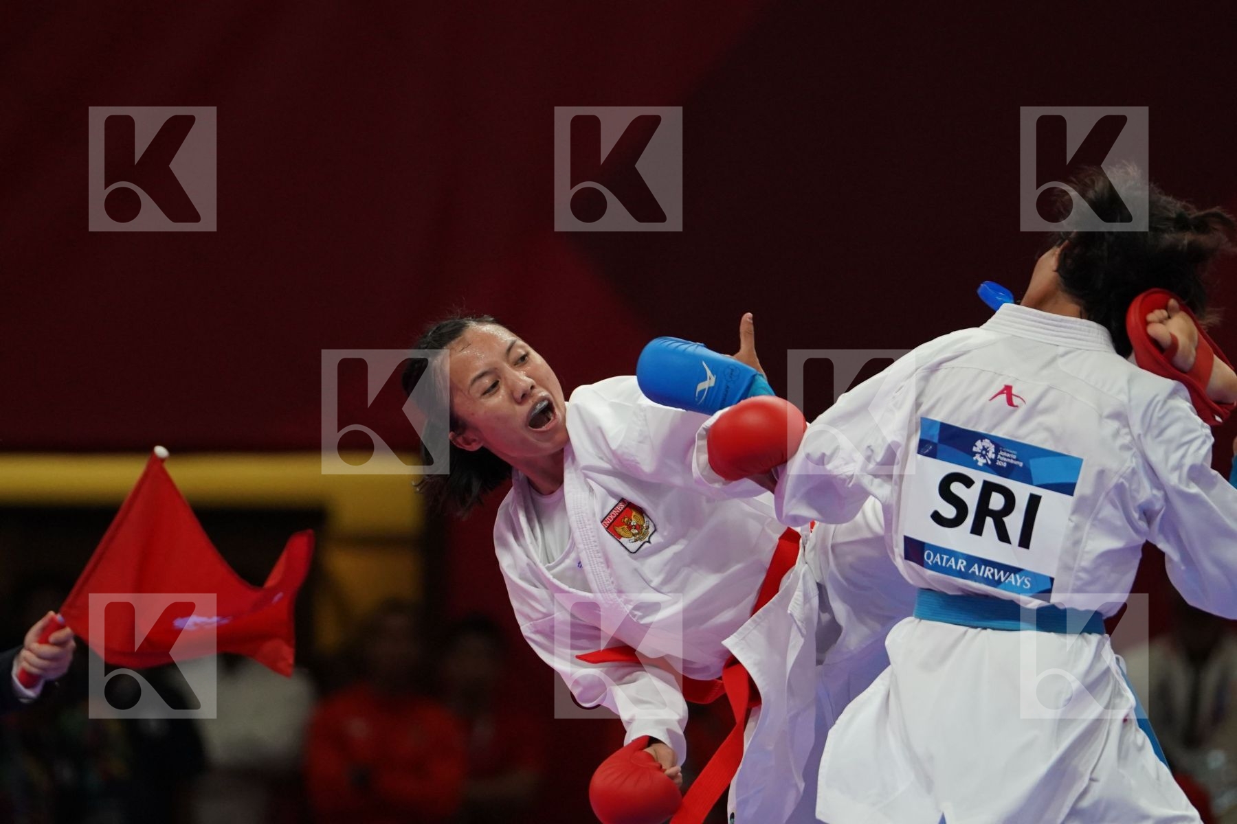 SRUNITA SARI SUKATENDEL (INDONESIA) vs DINUSHA KUMARI DON PAULU BADALGE (SRI LANKA) in Senior Kumite -50 Kg - Qualification