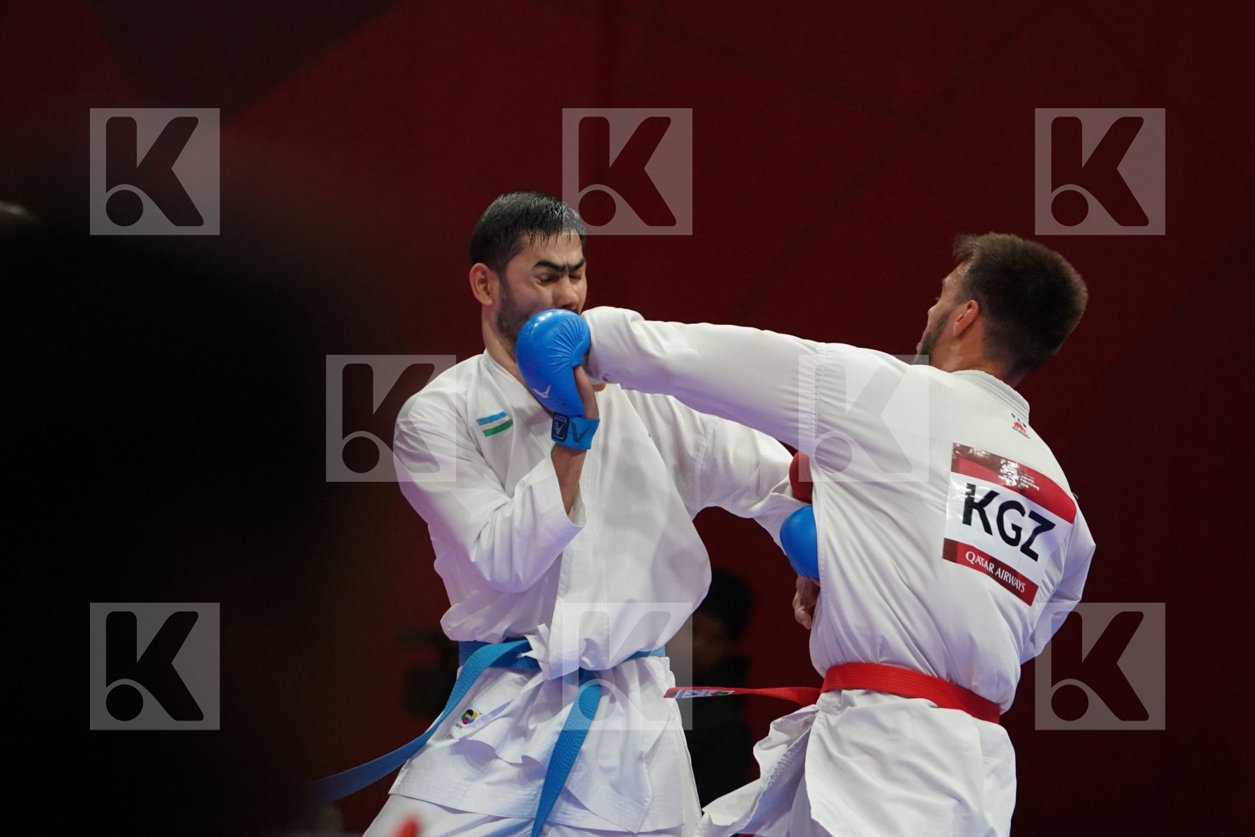 GIANZHALI ABASOV (KYRGYZSTAN) vs SHAKHBOZ AKHATOV (UZBEKISTAN) in Senior Kumite Ð 84 Kg - Qualification