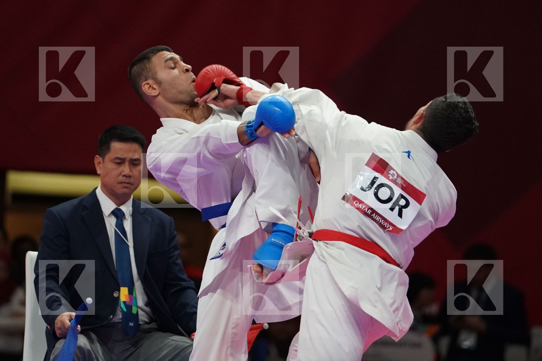 MAHMOUD SAJAN (JORDAN) vs ZABIOLLAH POORSHAB (ISLAMIC REPUBLIC OF IRAN) in Senior Kumite Ð 84 Kg - bronze