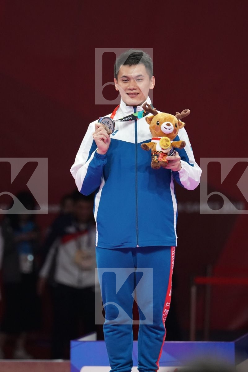 YITA WANG (CHINESE TAIPEI) in Senior Male Kata - podium ceremony