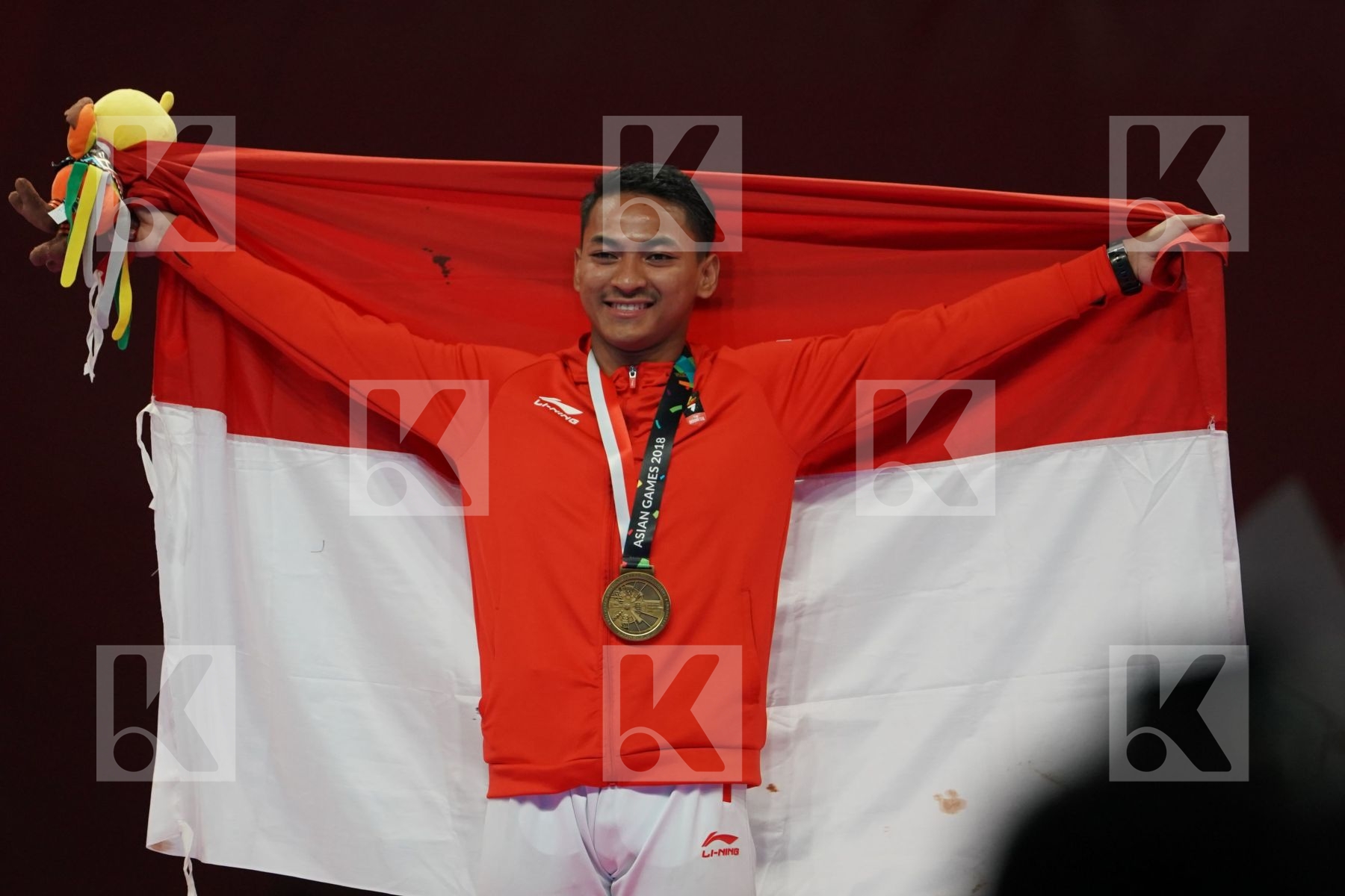 AHMAD ZIGI ZARESTA YUDA (INDONESIA) in Senior Male Kata - podium ceremony