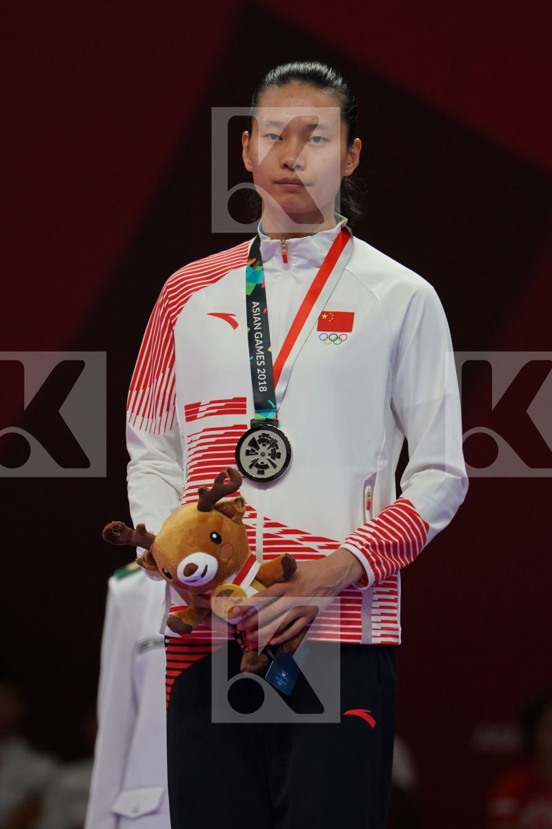 MENGMENG GAO (CHINA), AYUMI UEKUSA (JAPAN), HAMIDEH ABBASALI (ISLAMIC REPUBLIC OF IRAN), NARGIS (PAKISTAN) in Senior Kumite 68+ Kg - podium ceremony