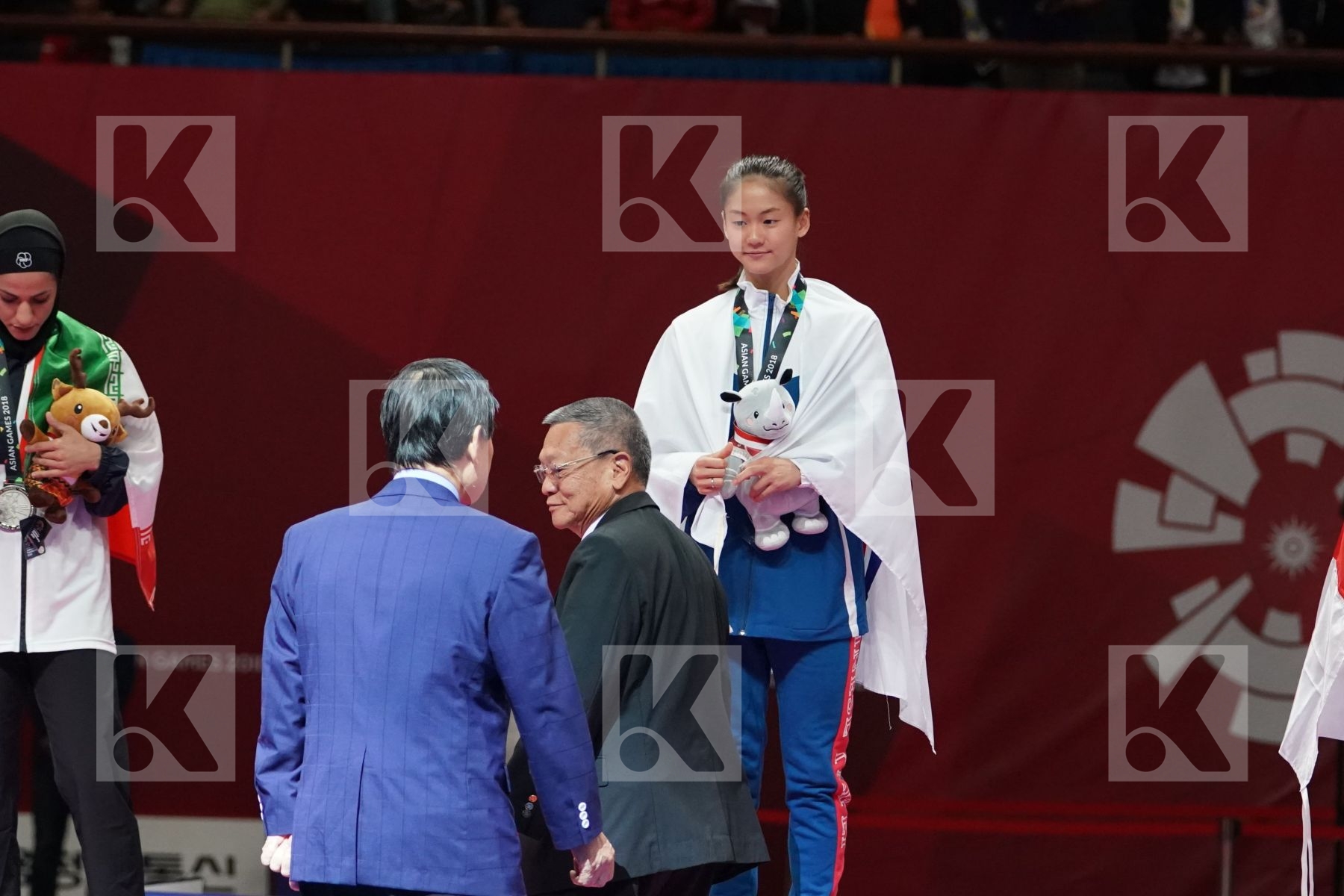 TZUYUN WEN (CHINESE TAIPEI) in Senior Kumite -55 Kg - podium ceremony