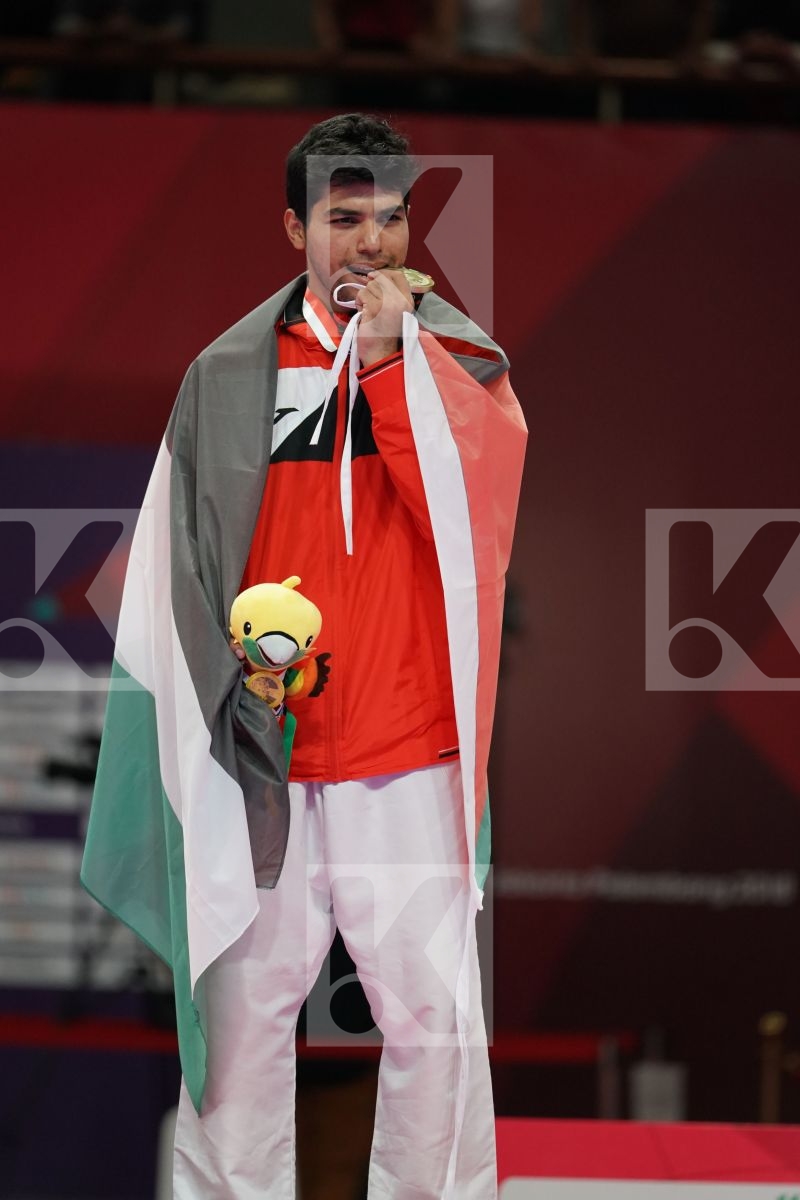 ABDEL RAHMAN ALMASATFA (JORDAN) in Senior Kumite -67 Kg - podium ceremony