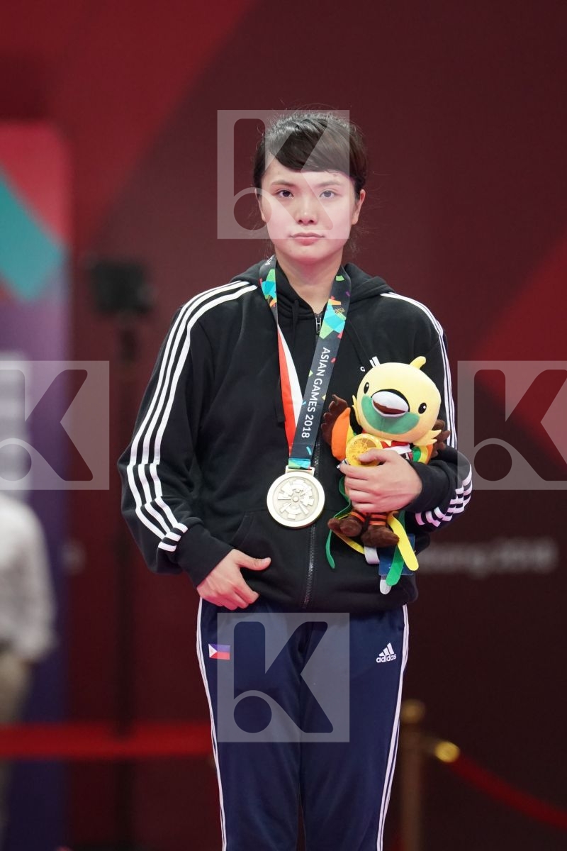 BAKHRINISO BABAEVA (UZBEKISTAN), SHIAUSHUANG GU (CHINESE TAIPEI), MIHO MIYAHARA (JAPAN), TSUKII JUNNA (PHILIPPINES) in Senior Kumite -50 Kg - podium ceremony