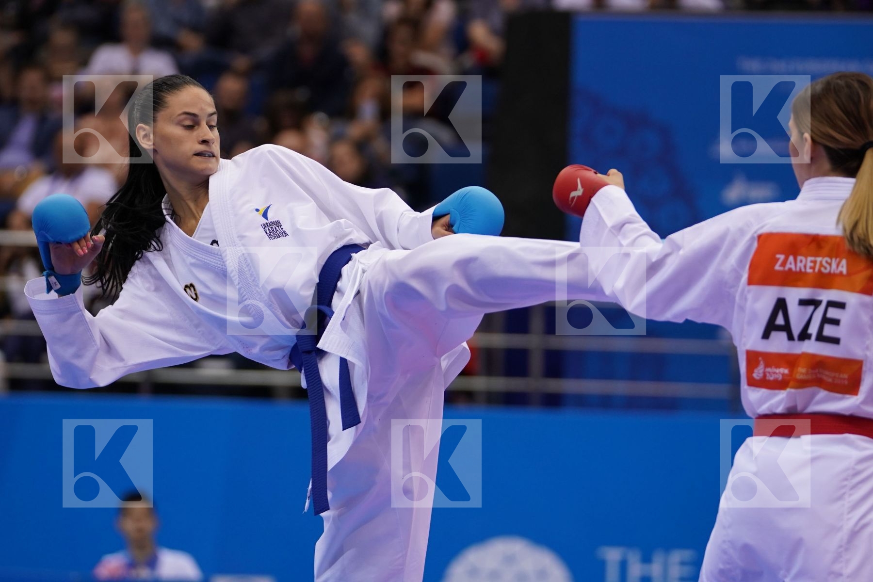 ZARETSKA IRINA (AZERBAIJAN) Vs MELNYK HALYNA (UKRAINE) in Senior Kumite -68 Kg - semi-final Bout