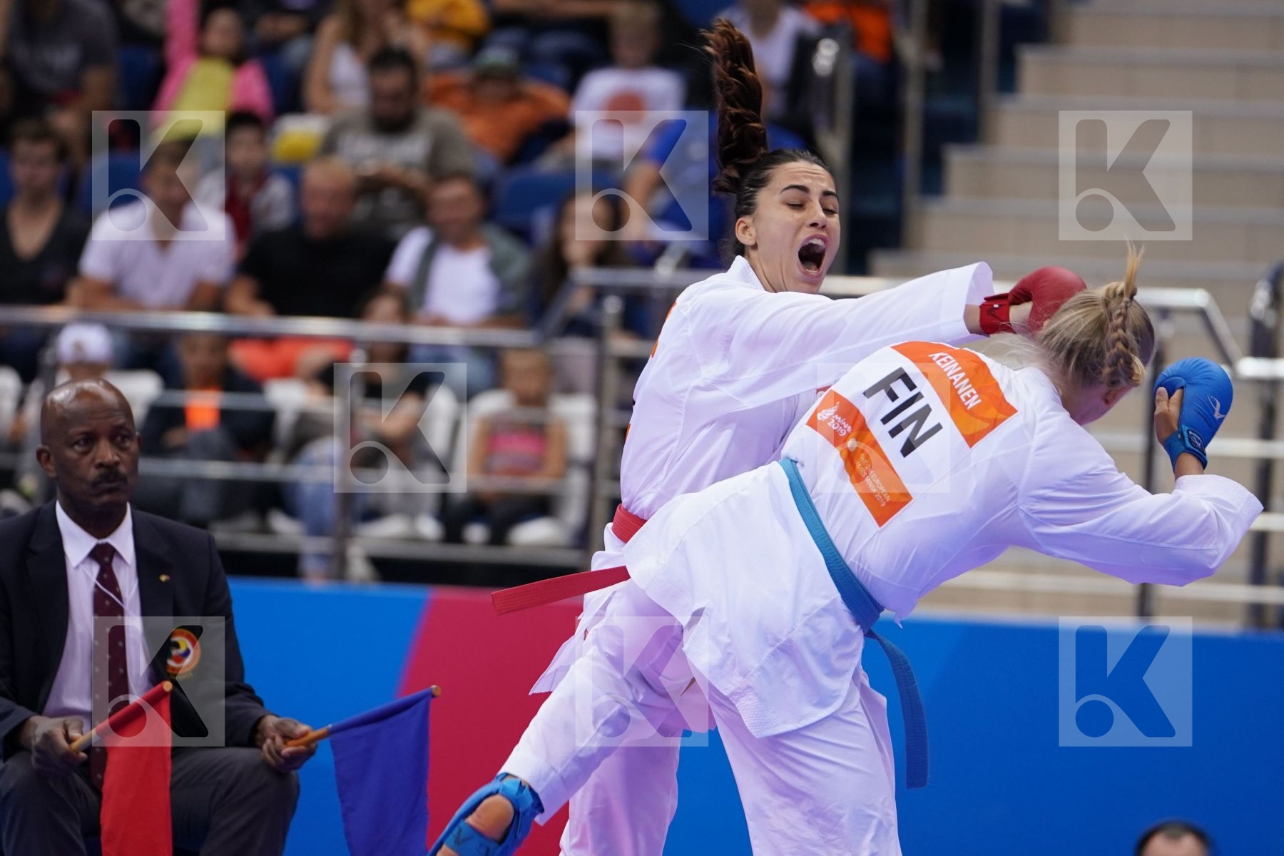 HOCAOGLU MELTEM (TURKEY) Vs KEINANEN TITTA (FINLAND) in Senior Kumite 68+ Kg - semi-final Bout
