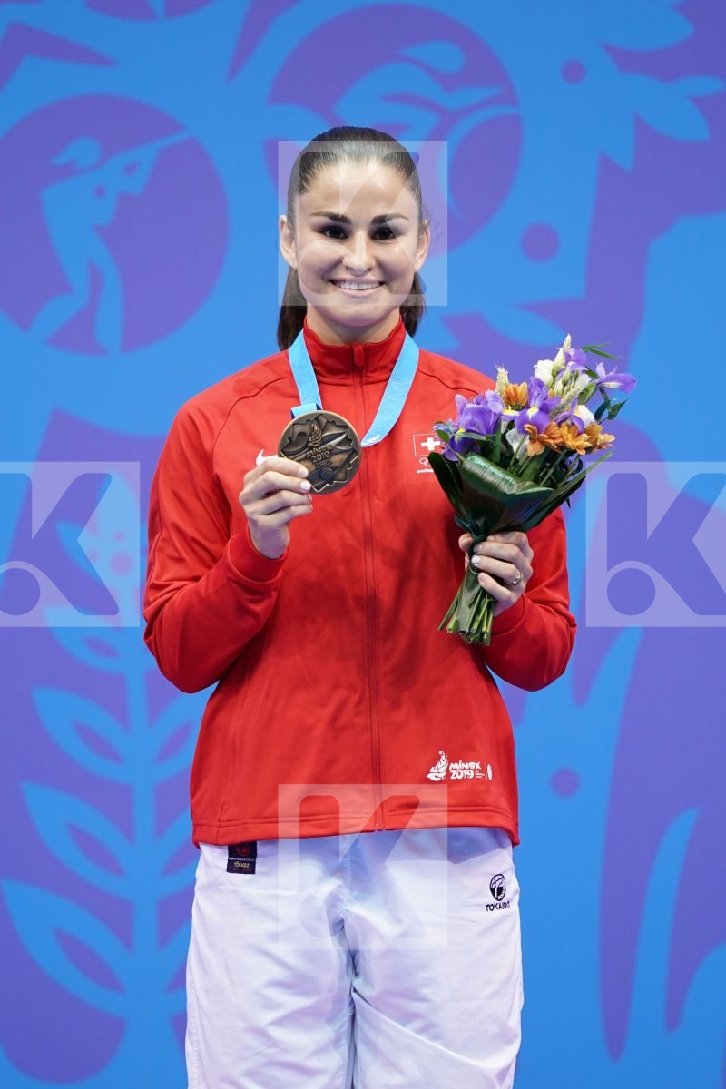 QUIRICI ELENA (SWITZERLAND) in Senior Kumite -68 Kg - podium ceremony