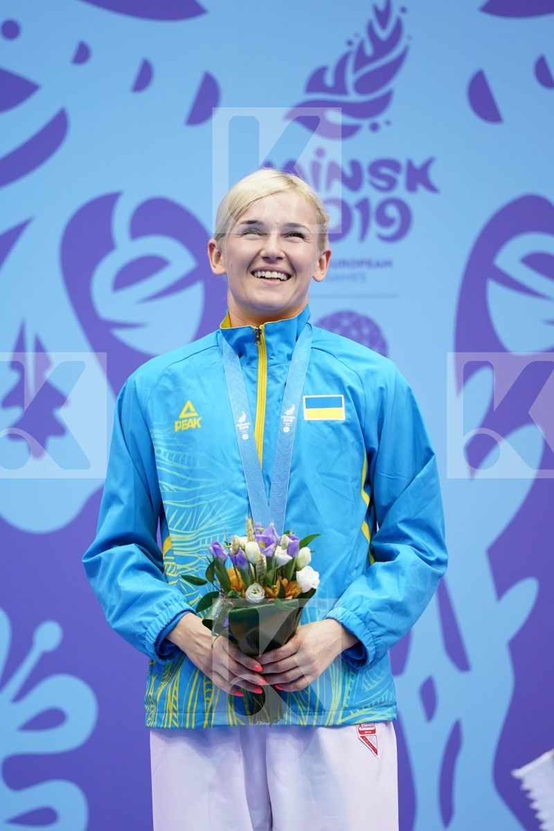 SEROGINA ANITA (UKRAINE) in Senior Kumite -61 Kg - podium ceremony