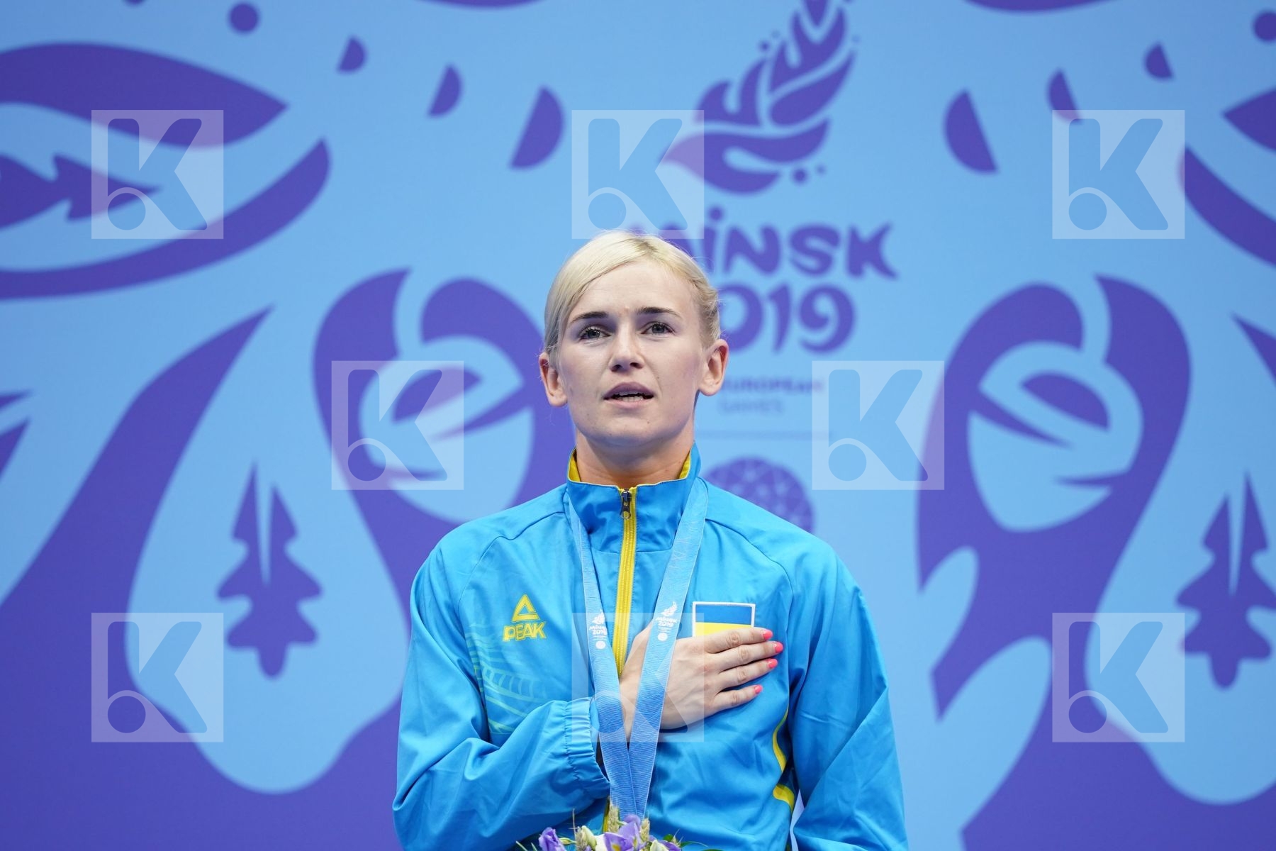 SEROGINA ANITA (UKRAINE) in Senior Kumite -61 Kg - podium ceremony