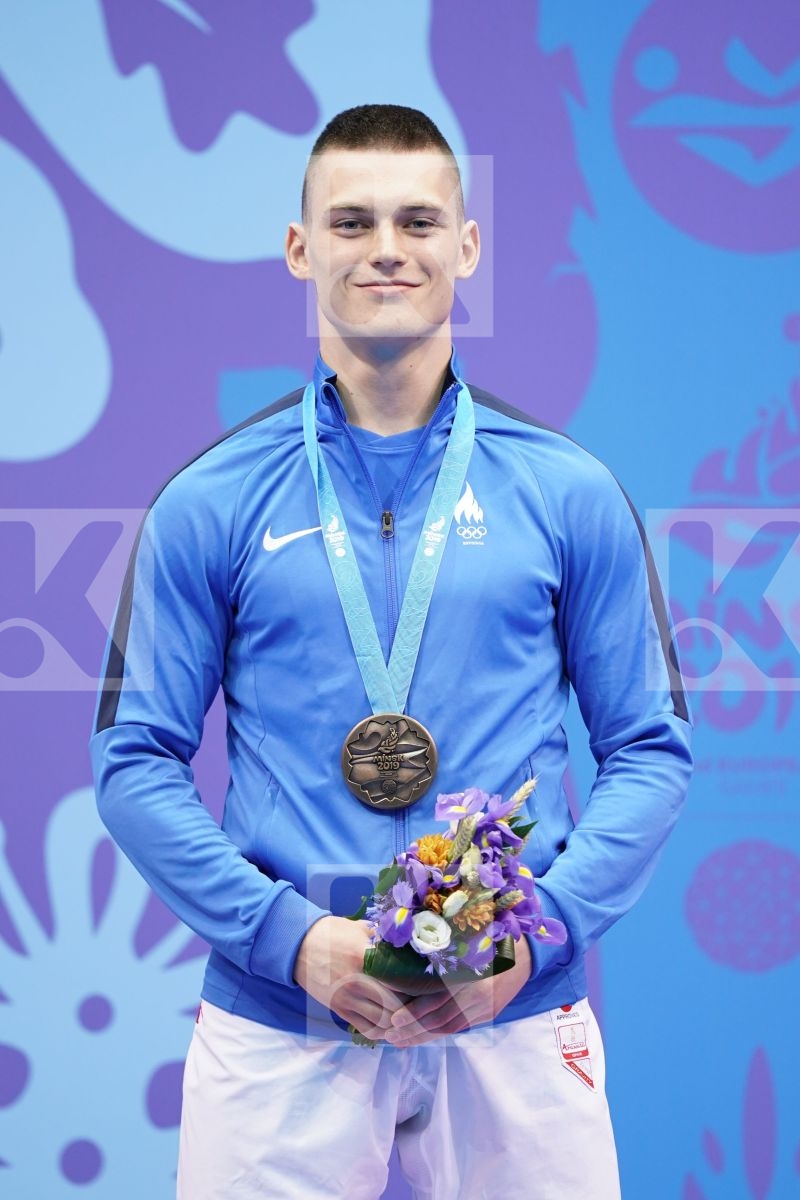 ARTAMONOV PAVEL (ESTONIA) in Senior Kumite -75 Kg - podium ceremony