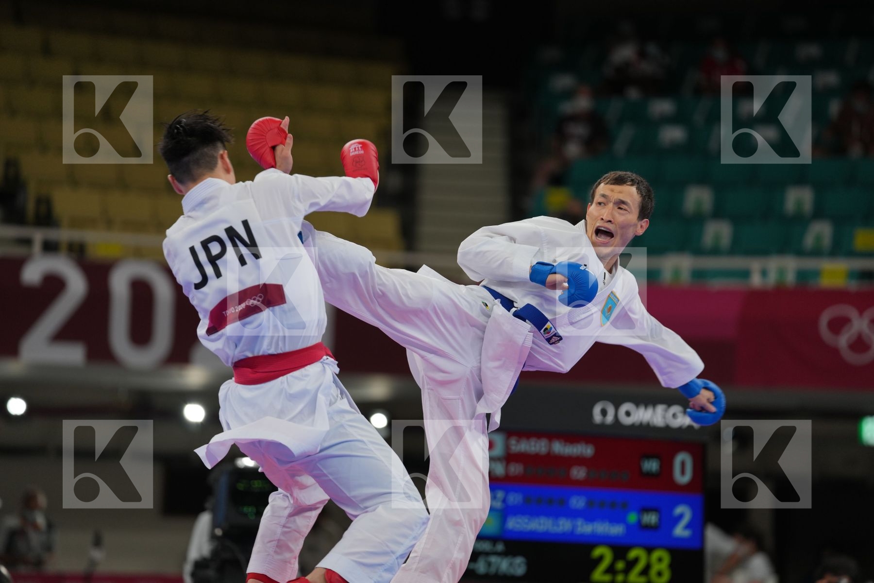 Sago Naoto (Japan) - Kumite Male -67kg, Assadilov Darkhan (Kazakhstan) - Kumite Male -67kg in Senior Kumite -67 Kg - Round Robin bout