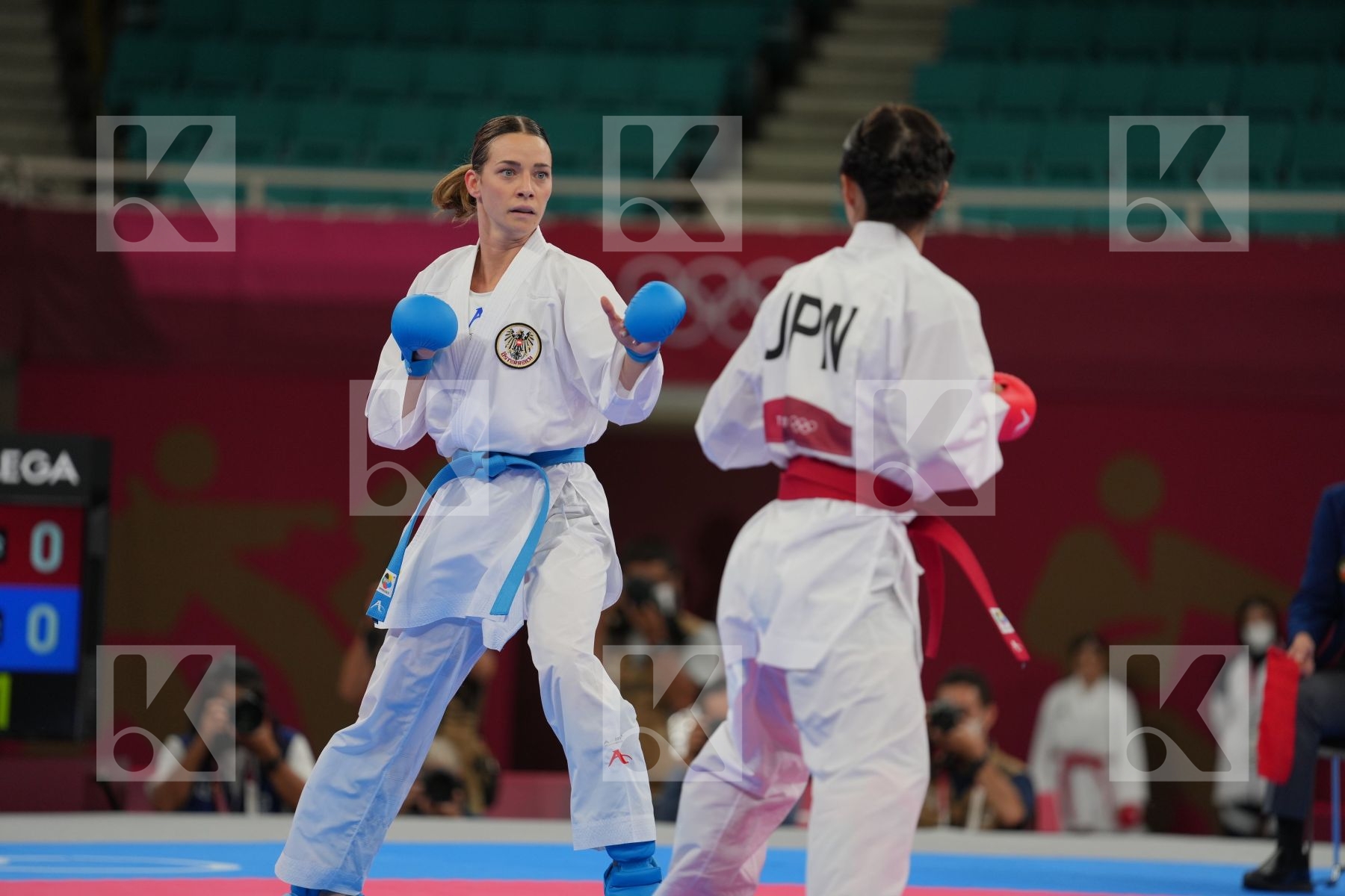 Miyahara Miho (Japan) - Kumite Female -55kg, Plank Bettina (Austria) - Kumite Female -55kg in Senior Kumite -55 Kg - Round Robin bout
