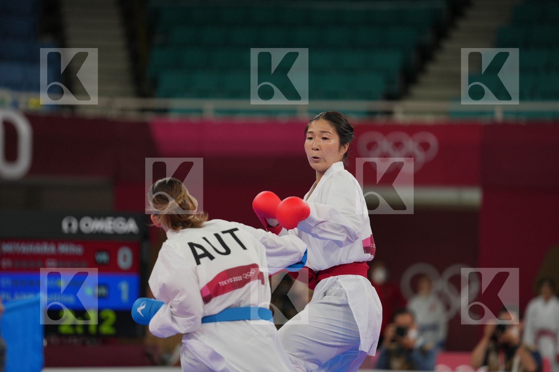 Miyahara Miho (Japan) - Kumite Female -55kg, Plank Bettina (Austria) - Kumite Female -55kg in Senior Kumite -55 Kg - Round Robin bout