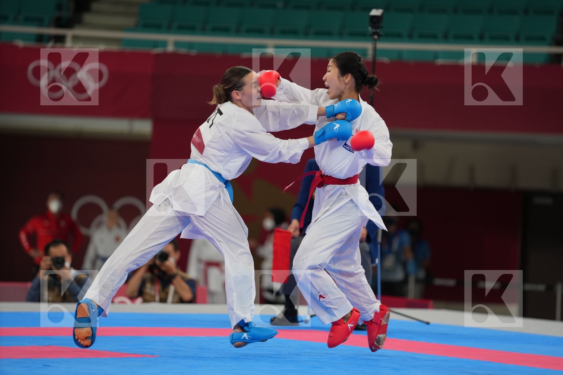Miyahara Miho (Japan) - Kumite Female -55kg, Plank Bettina (Austria) - Kumite Female -55kg in Senior Kumite -55 Kg - Round Robin bout