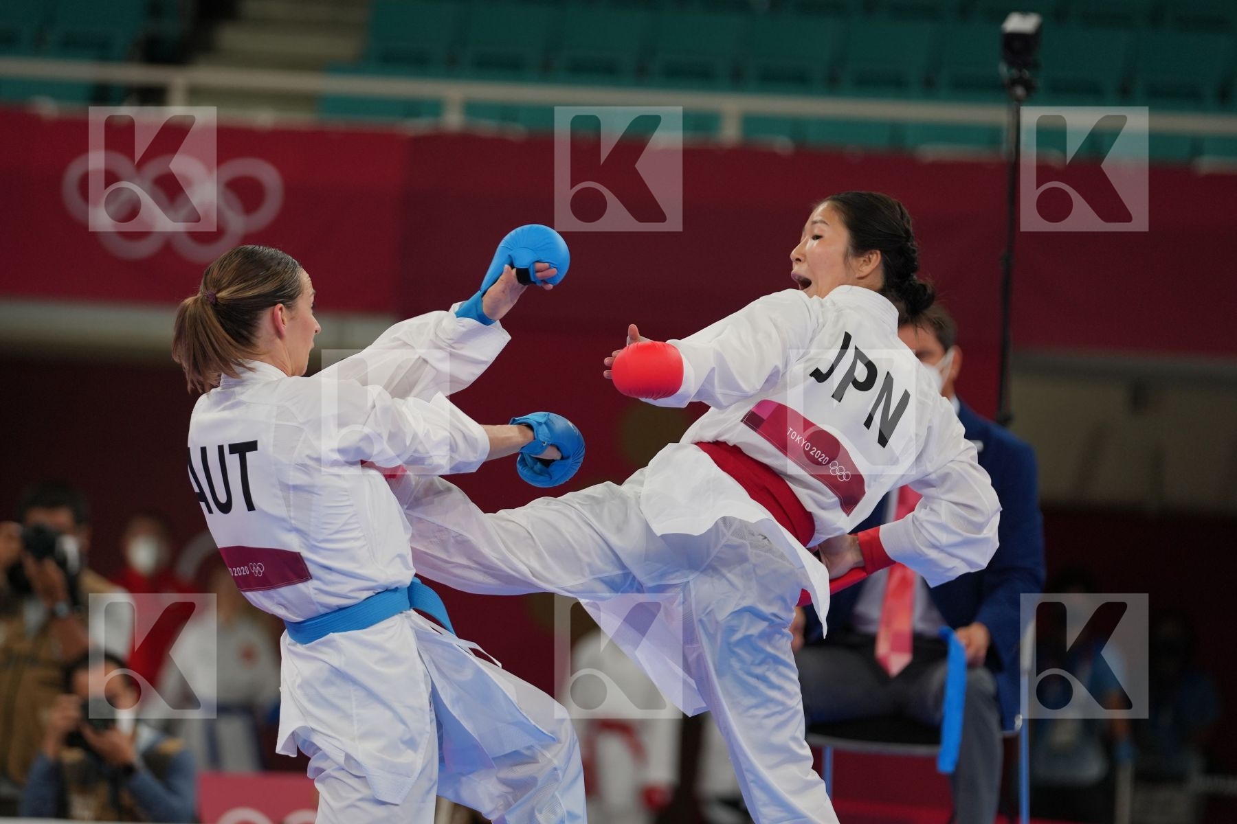 Miyahara Miho (Japan) - Kumite Female -55kg, Plank Bettina (Austria) - Kumite Female -55kg in Senior Kumite -55 Kg - Round Robin bout