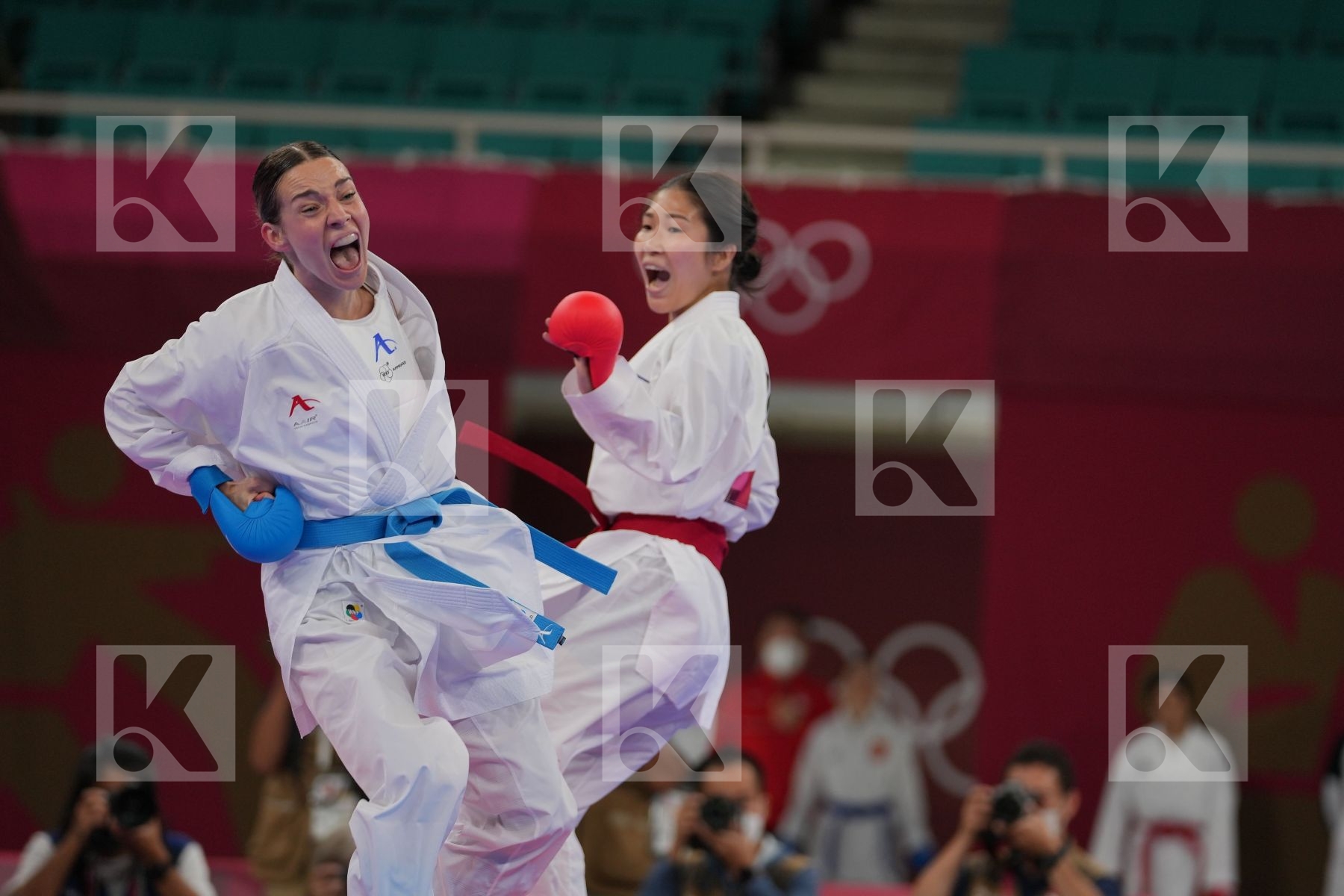 Miyahara Miho (Japan) - Kumite Female -55kg, Plank Bettina (Austria) - Kumite Female -55kg in Senior Kumite -55 Kg - Round Robin bout