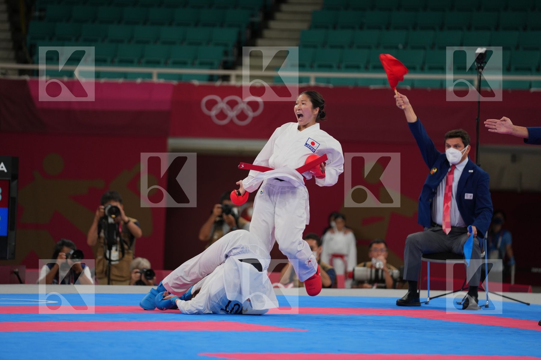 Miyahara Miho (Japan) - Kumite Female -55kg, Plank Bettina (Austria) - Kumite Female -55kg in Senior Kumite -55 Kg - Round Robin bout