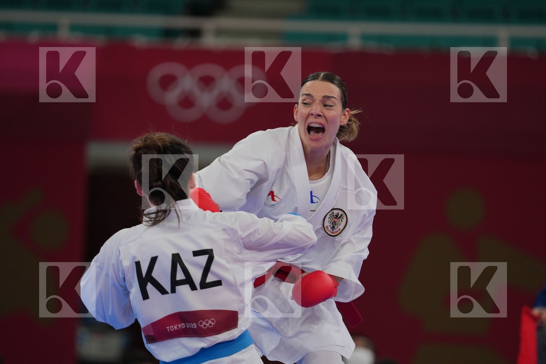 Plank Bettina (Austria) - Kumite Female -55kg, Zhangbyrbay Moldir (Kazakhstan) - Kumite Female -55kg in Senior Kumite -55 Kg - Round Robin bout