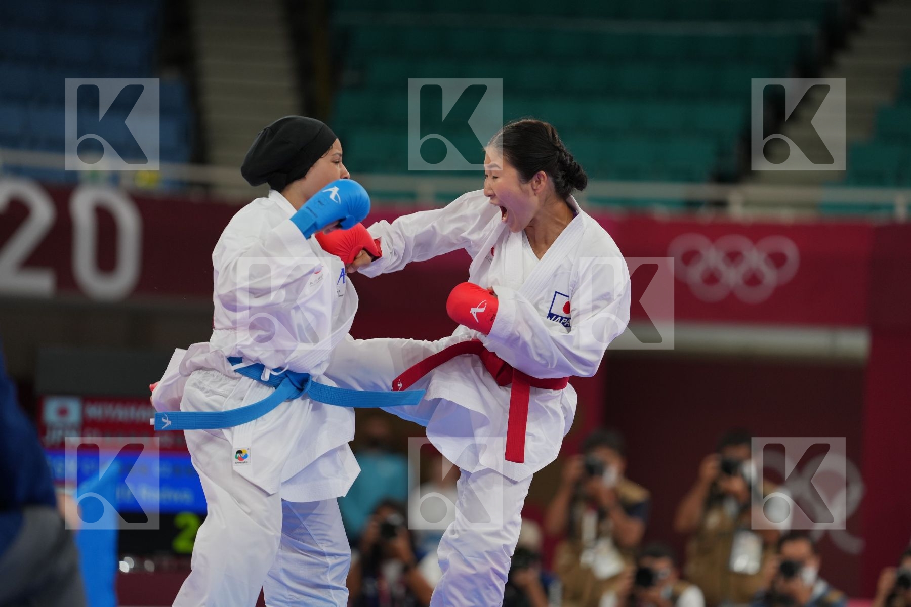Miyahara Miho (Japan) - Kumite Female -55kg, Sayed Radwa (Egypt) - Kumite Female -55kg in Senior Kumite -55 Kg - Round Robin bout