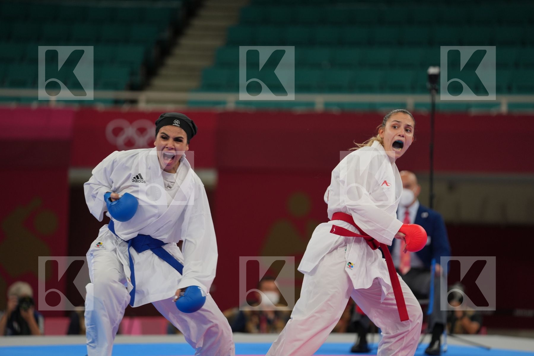 Goranova Ivet (Bulgaria) - Kumite Female -55kg, Bahmanyar Sara (Islamic Republic of Iran) - Kumite Female -55kg in Senior Kumite -55 Kg - Round Robin bout