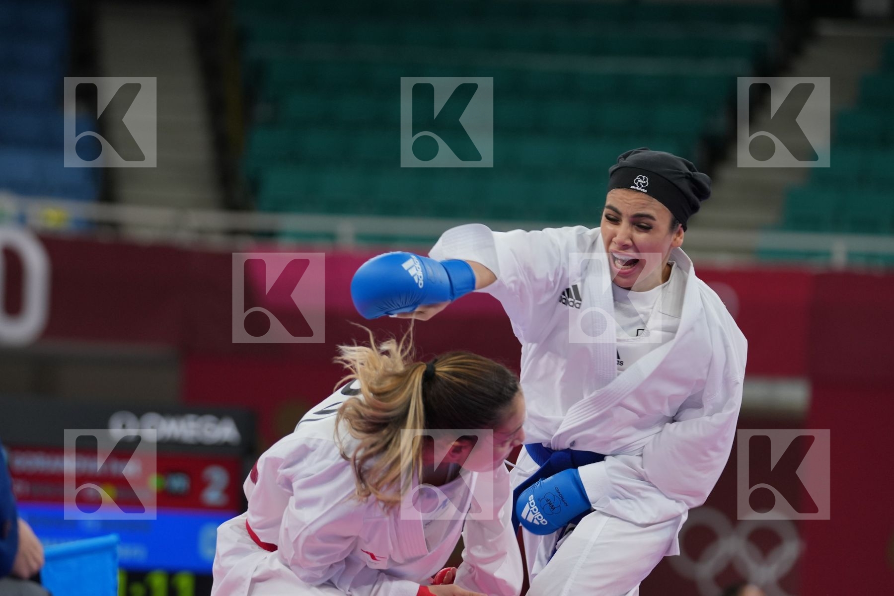 Goranova Ivet (Bulgaria) - Kumite Female -55kg, Bahmanyar Sara (Islamic Republic of Iran) - Kumite Female -55kg in Senior Kumite -55 Kg - Round Robin bout