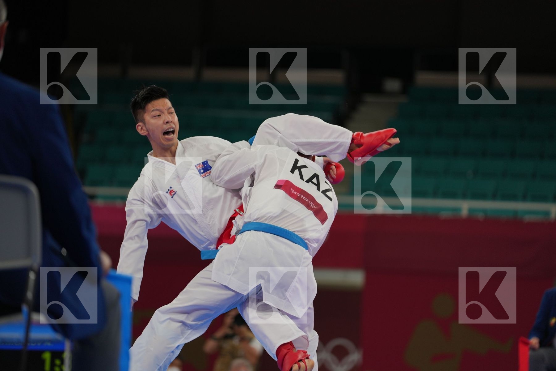 Yahiro Tsuneari (Australia) - Kumite Male -75kg, Azhikanov Nurkanat (Kazakhstan) - Kumite Male -75kg in Senior Kumite -75 Kg - Round Robin bout