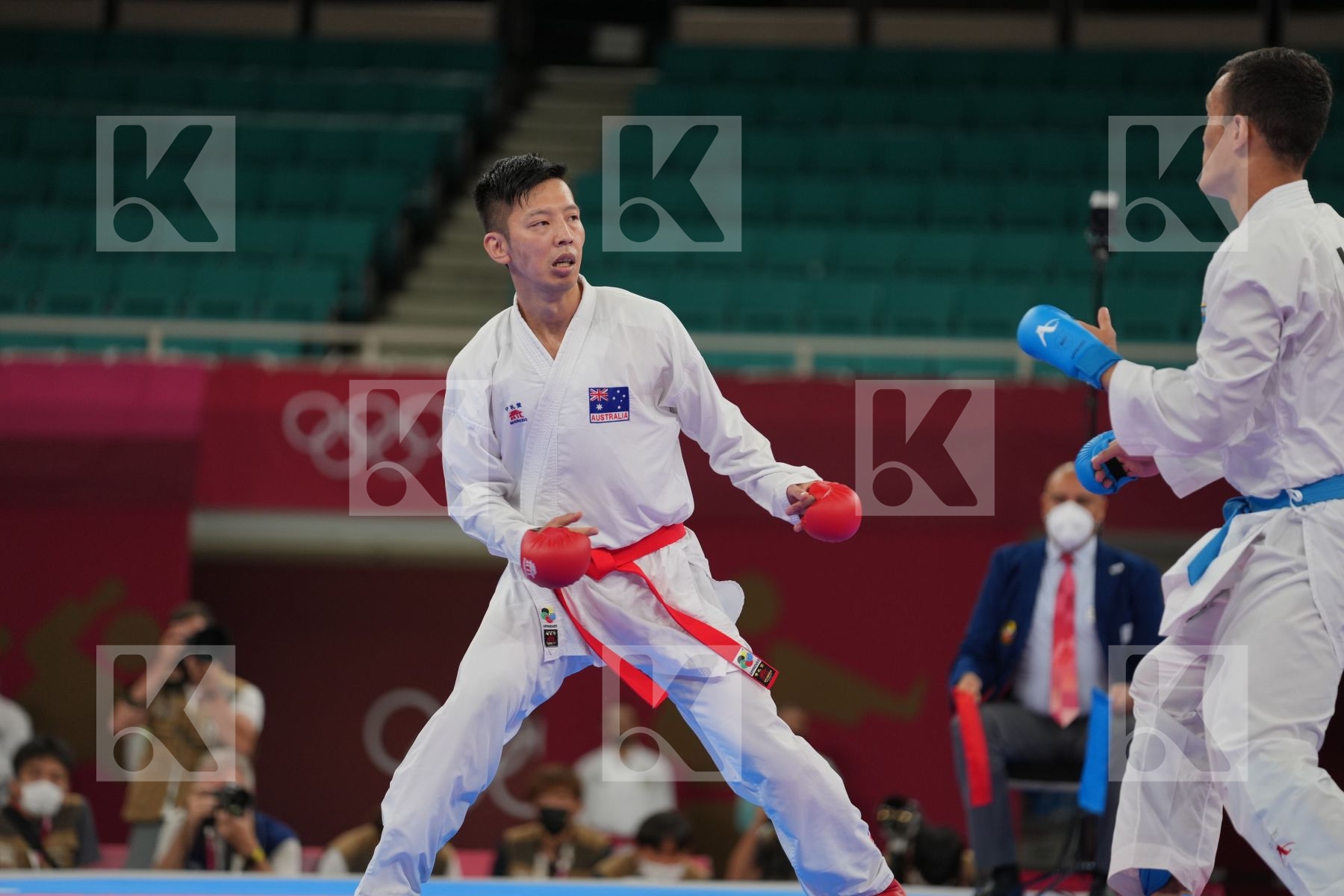 Yahiro Tsuneari (Australia) - Kumite Male -75kg, Azhikanov Nurkanat (Kazakhstan) - Kumite Male -75kg in Senior Kumite -75 Kg - Round Robin bout