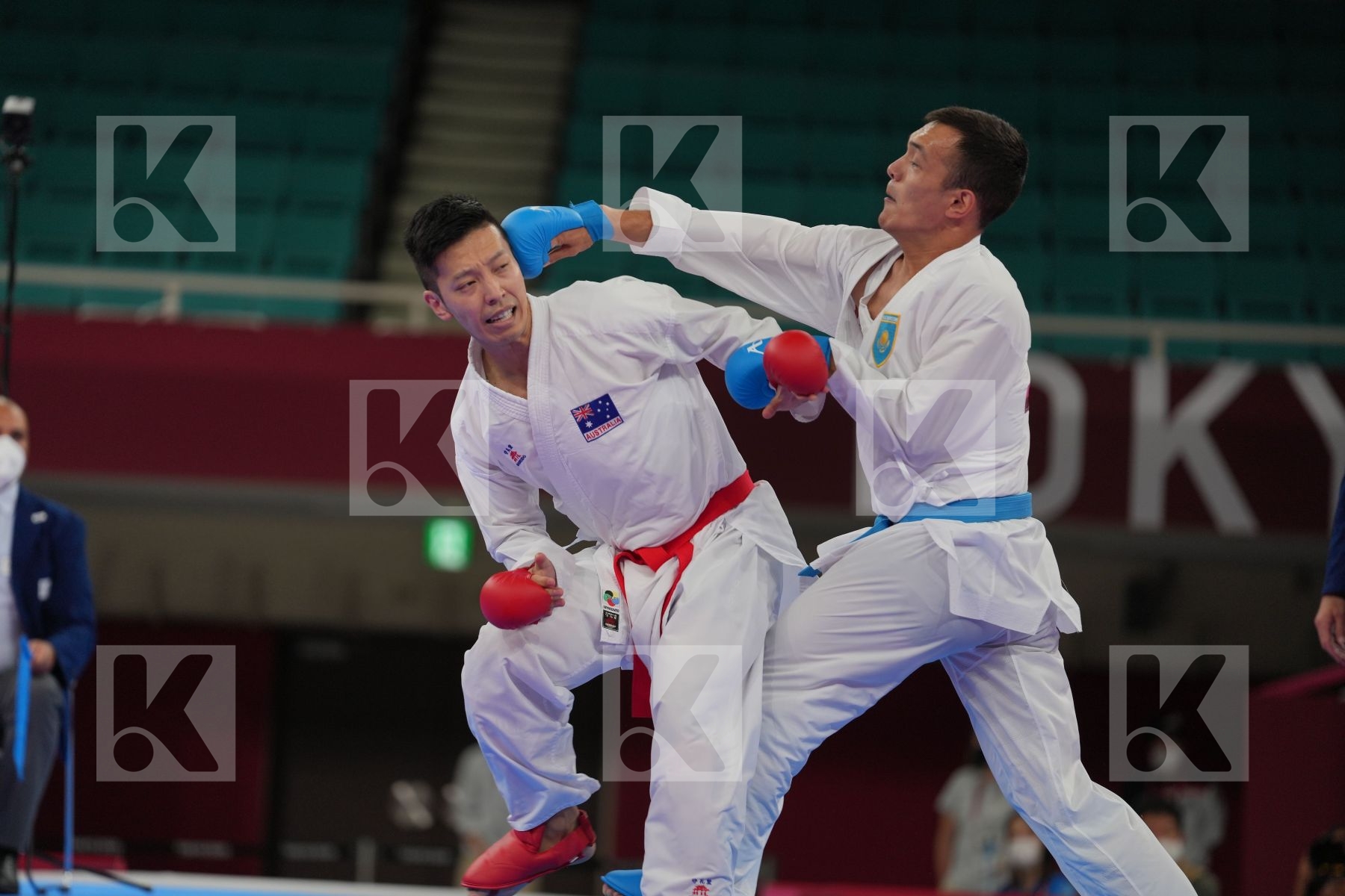 Yahiro Tsuneari (Australia) - Kumite Male -75kg, Azhikanov Nurkanat (Kazakhstan) - Kumite Male -75kg in Senior Kumite -75 Kg - Round Robin bout