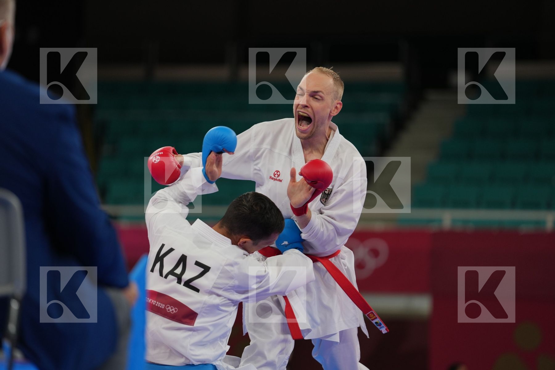 Bitsch Noah (Germany) - Kumite Male -75kg, Azhikanov Nurkanat (Kazakhstan) - Kumite Male -75kg in Senior Kumite -75 Kg - Round Robin bout