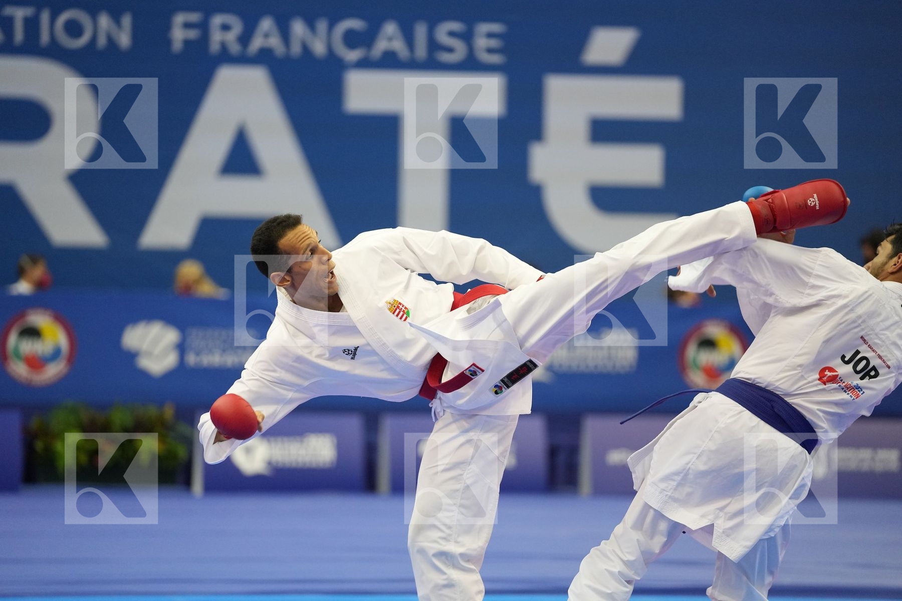 ALMASATFA ABDEL RAHMAN (JORDAN), TADISSI YVES MARTIAL (HUNGARY) in Olympic Category - Kumite Male -67 KG - Round Robin bout