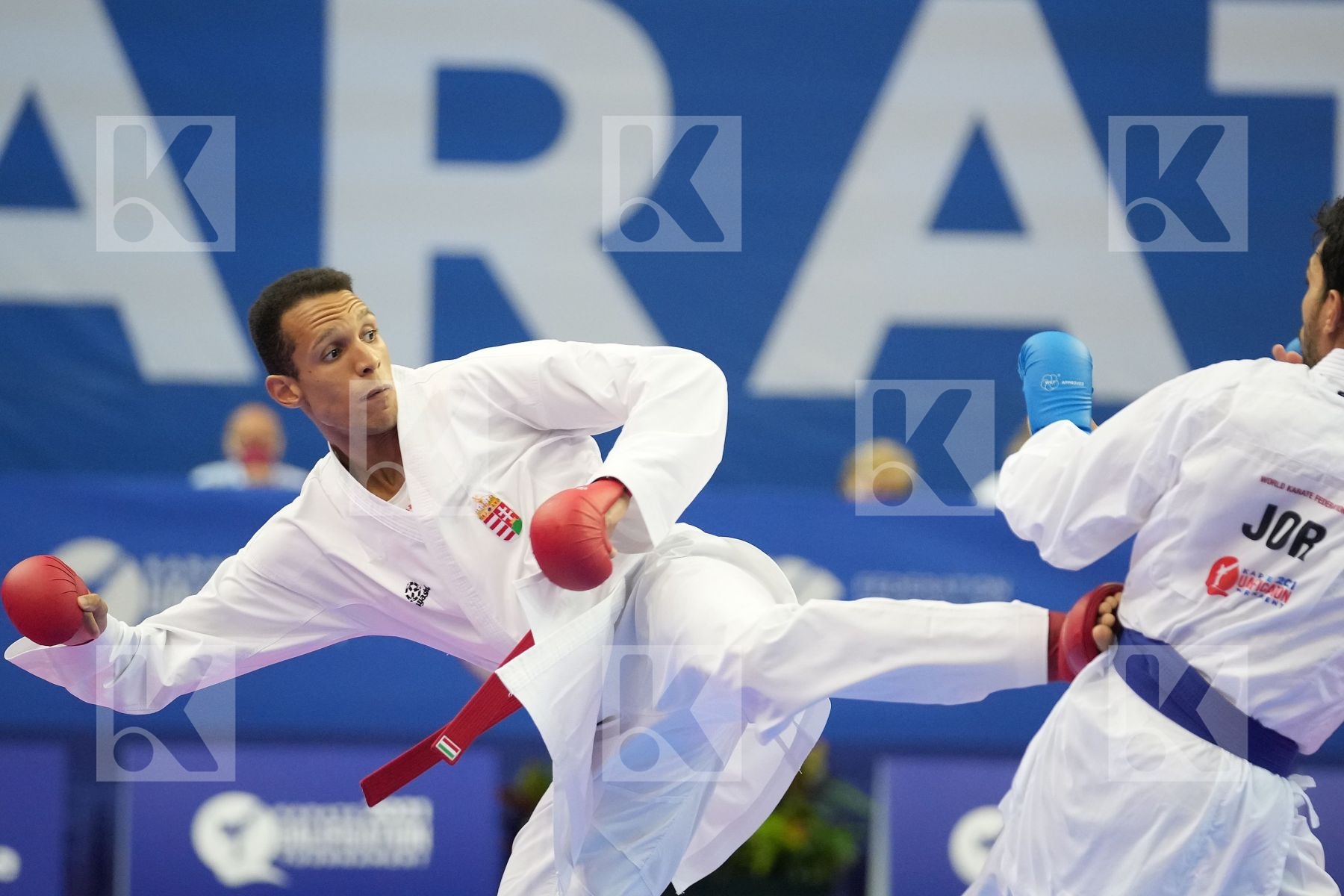 ALMASATFA ABDEL RAHMAN (JORDAN), TADISSI YVES MARTIAL (HUNGARY) in Olympic Category - Kumite Male -67 KG - Round Robin bout