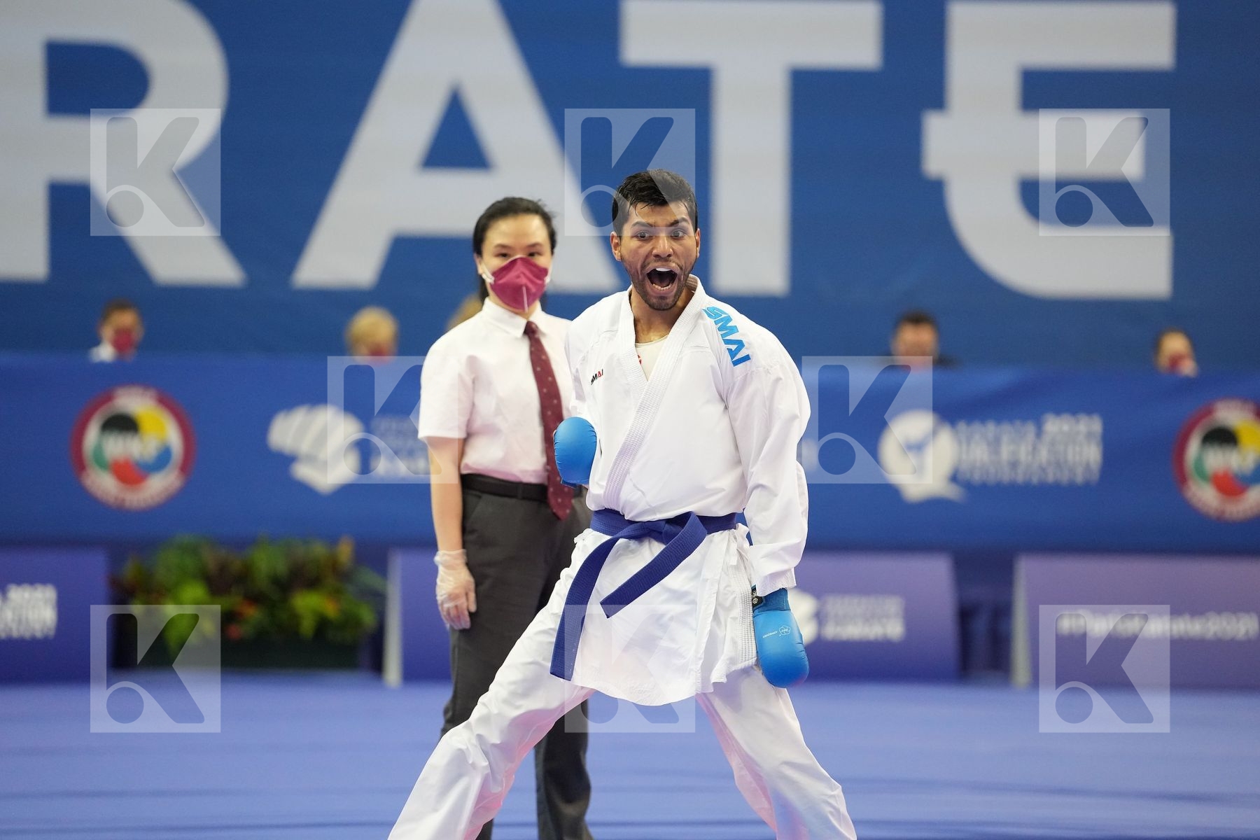ALMASATFA ABDEL RAHMAN (JORDAN), TADISSI YVES MARTIAL (HUNGARY) in Olympic Category - Kumite Male -67 KG - Round Robin bout