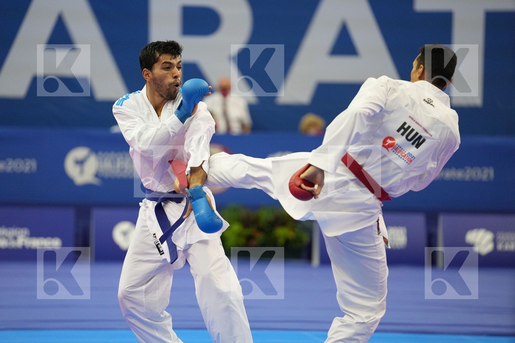 ALMASATFA ABDEL RAHMAN (JORDAN), TADISSI YVES MARTIAL (HUNGARY) in Olympic Category - Kumite Male -67 KG - Round Robin bout