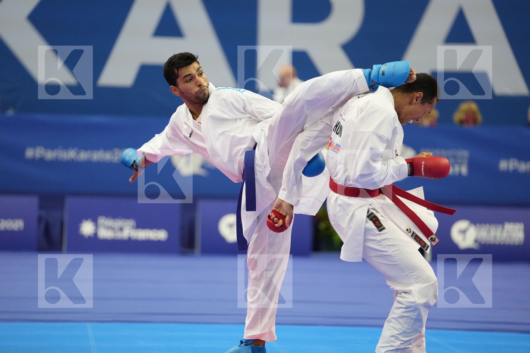 ALMASATFA ABDEL RAHMAN (JORDAN), TADISSI YVES MARTIAL (HUNGARY) in Olympic Category - Kumite Male -67 KG - Round Robin bout