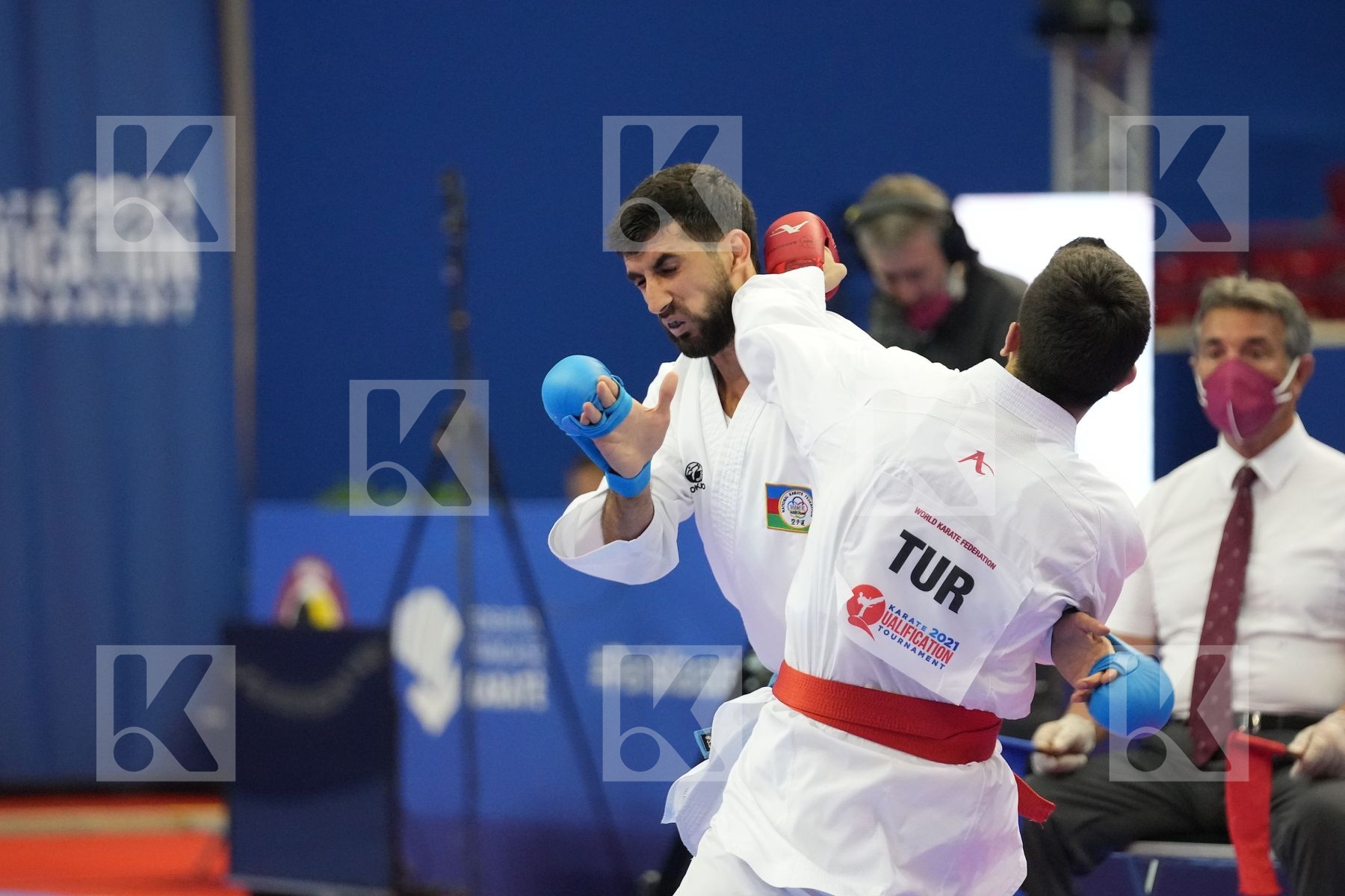 SAMDAN ERAY (TURKEY), FARZALIYEV FIRDOVSI (AZERBAIJAN) in Olympic Category - Kumite Male -67 KG - Round Robin bout