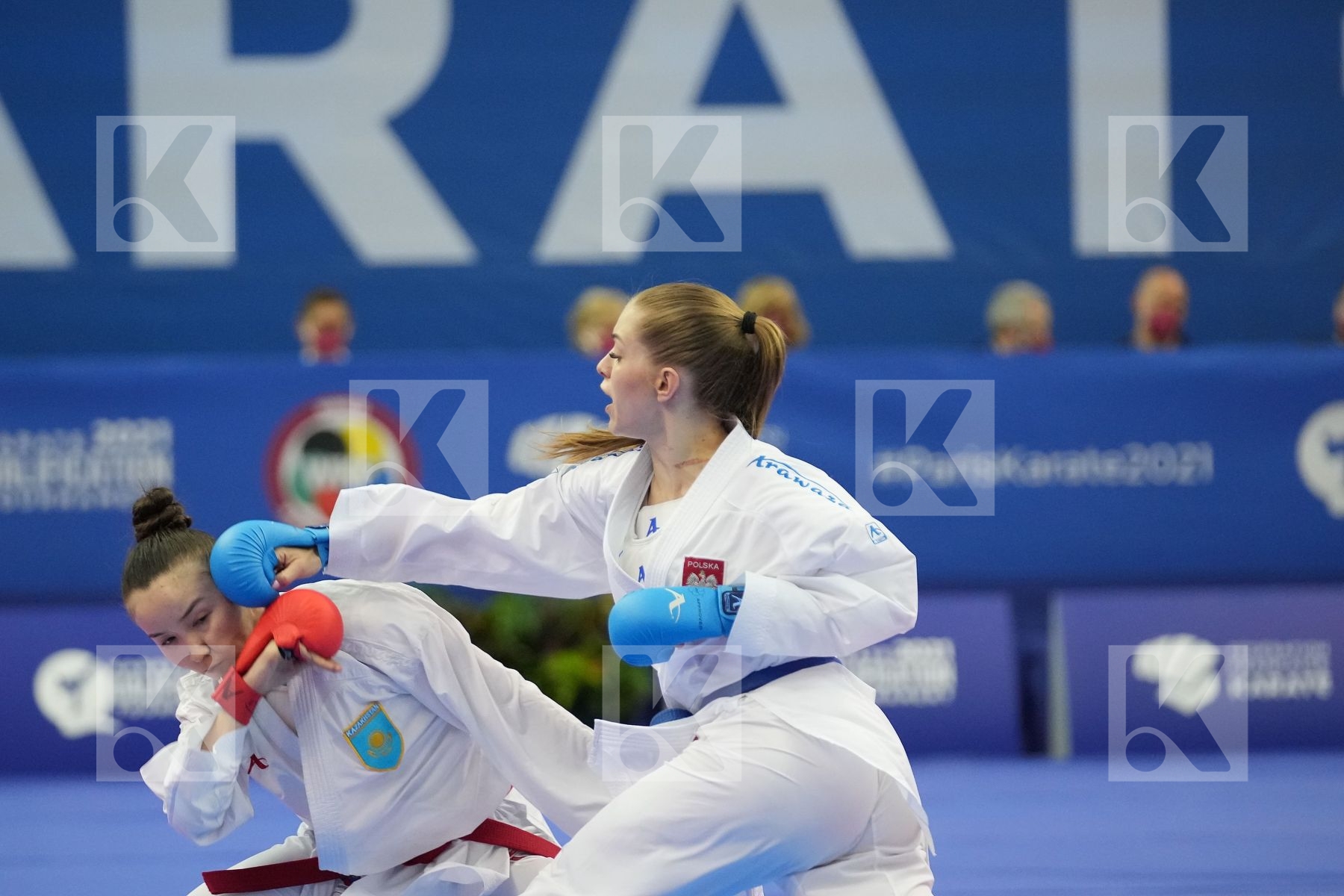 ZHANGBYRBAY MOLDIR (KAZAKHSTAN), BANASZCZYK DOROTA (POLAND) in Olympic Category - Kumite Female -55 KG - Round Robin bout